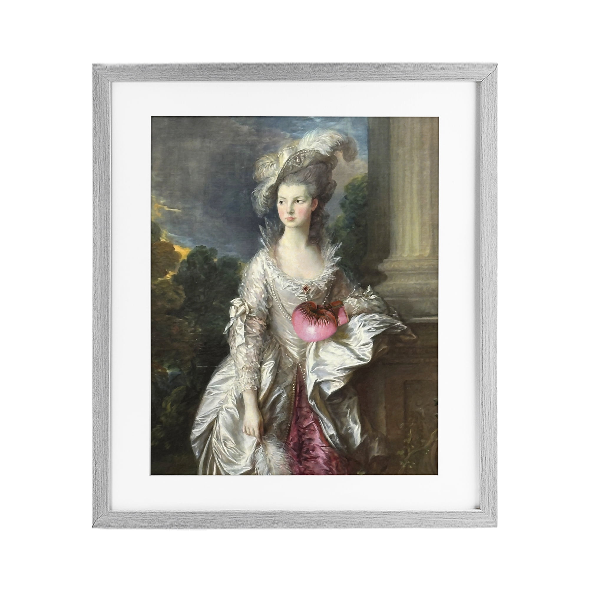 Stupell Industries Historical Lady with Boxing Glove Gray Framed Print Under Glass, design by Grotto Studios