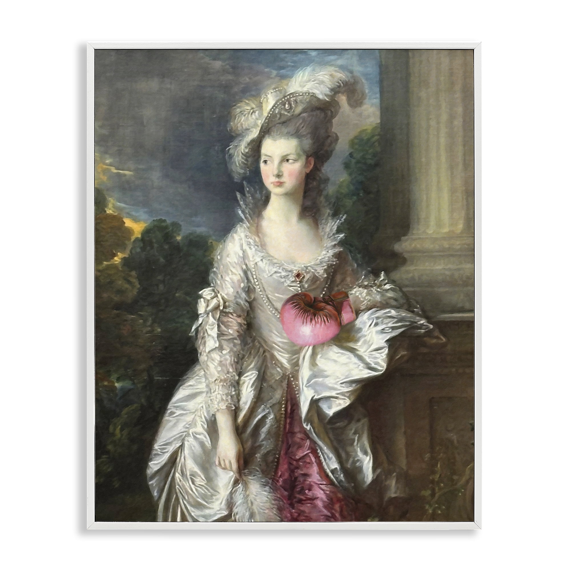 Stupell Industries Historical Lady with Boxing Glove White Framed Giclee Art, design by Grotto Studios