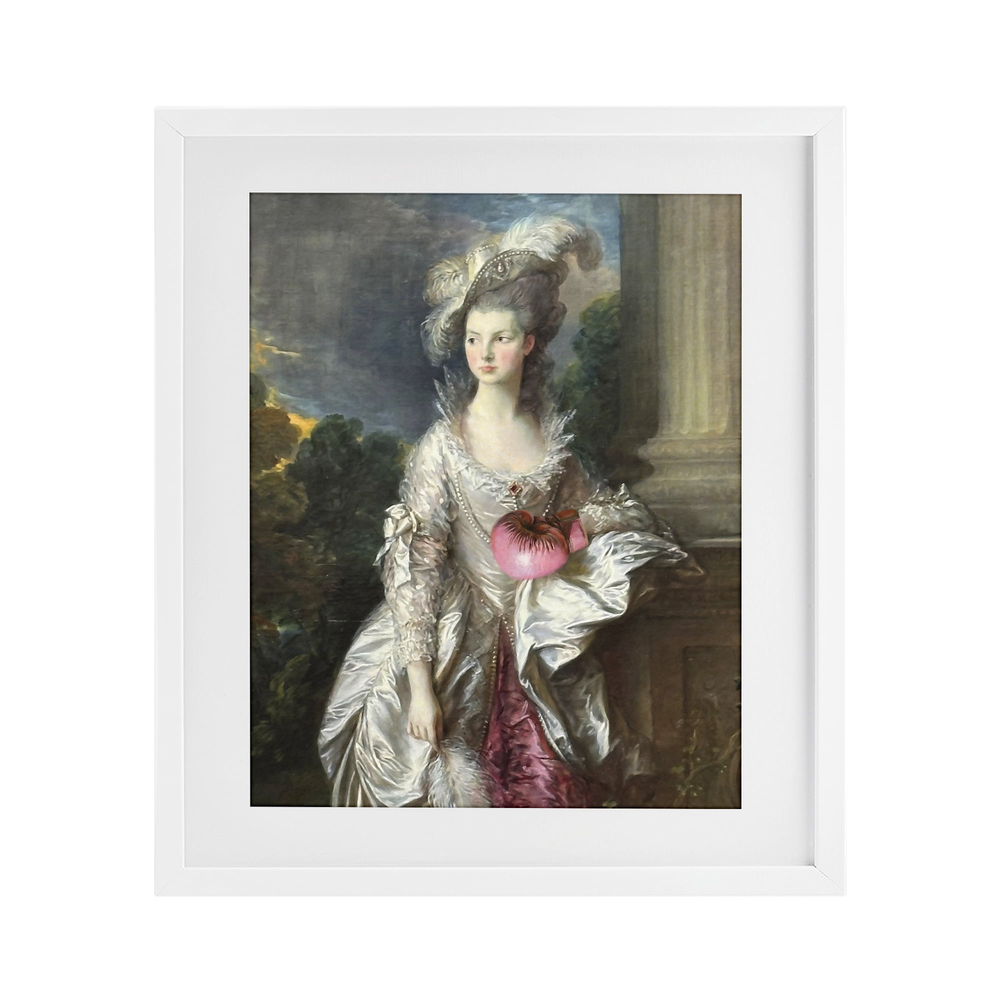 Stupell Industries Historical Lady with Boxing Glove White Framed Print Under Glass, design by Grotto Studios
