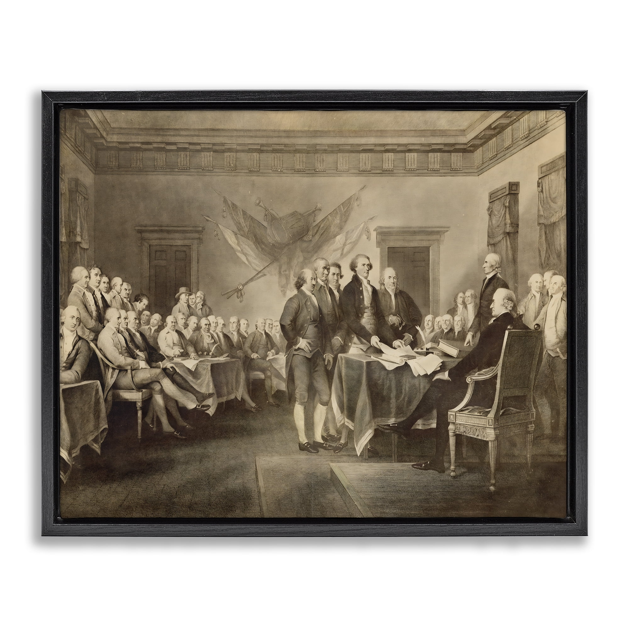 Stupell Industries Historical Signing Of Declaration Black Framed Floater Canvas Wall Art, design by Arlington Prints