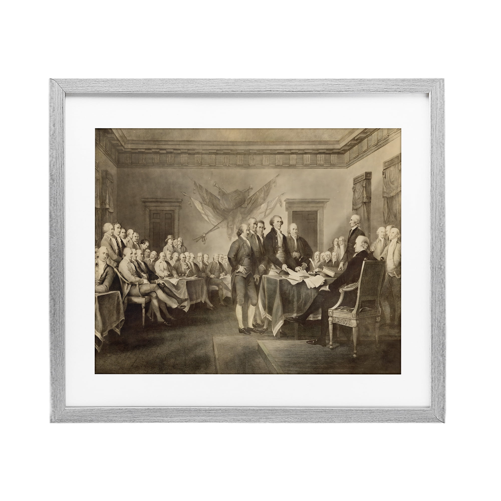Stupell Industries Historical Signing Of Declaration Gray Framed Print Under Glass, design by Arlington Prints