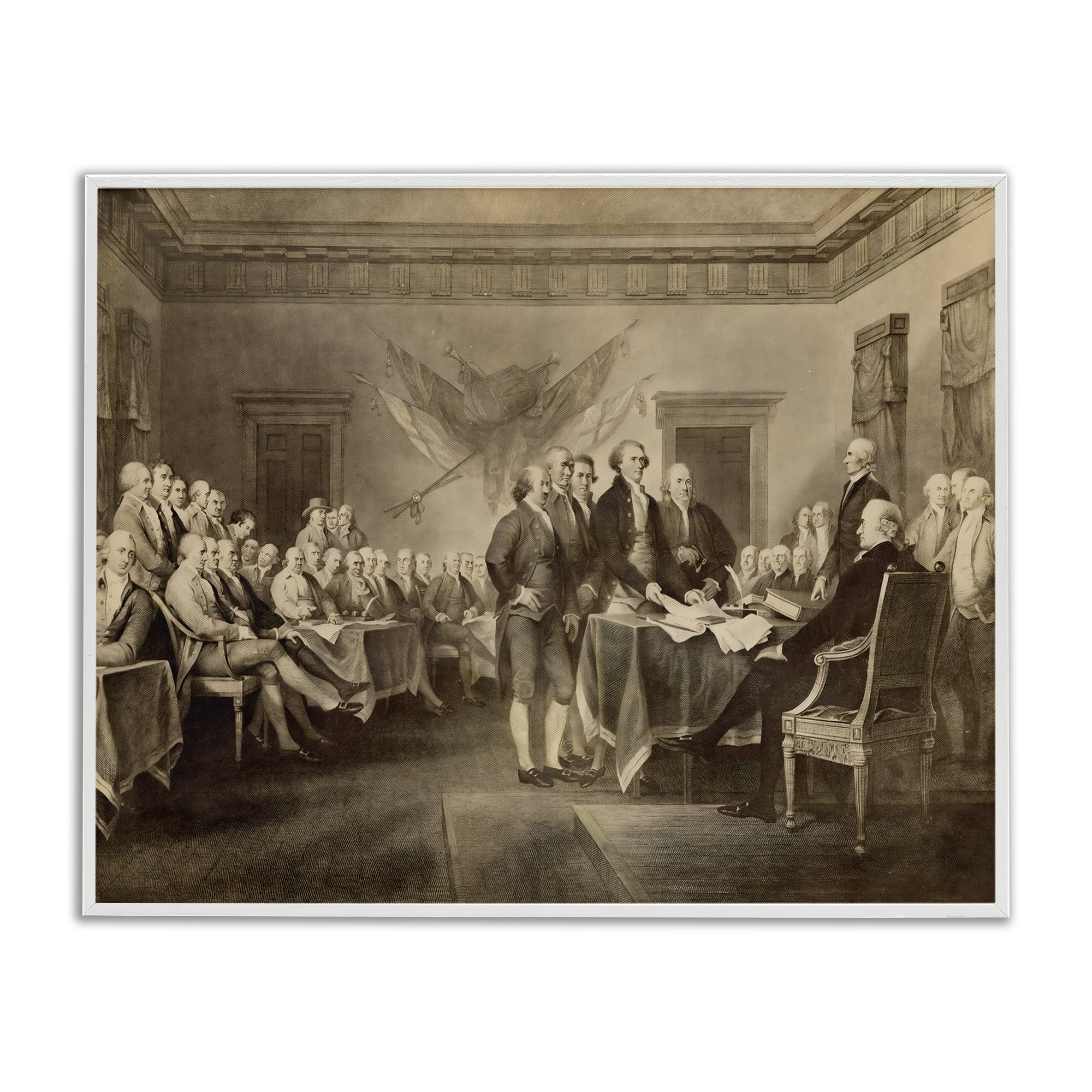 Stupell Industries Historical Signing Of Declaration White Framed Giclee Art, design by Arlington Prints