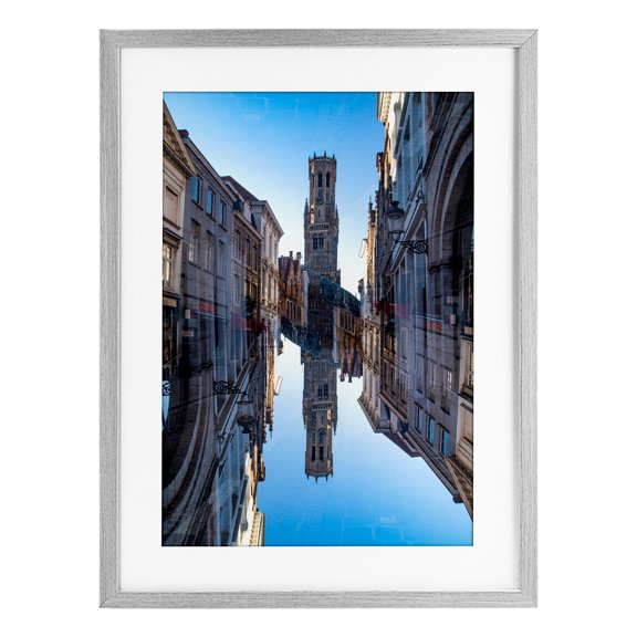 Stupell Industries Historical Urban Reflection Gray Framed Print Under Glass design by Robin Vandenabeele, 20 x 14