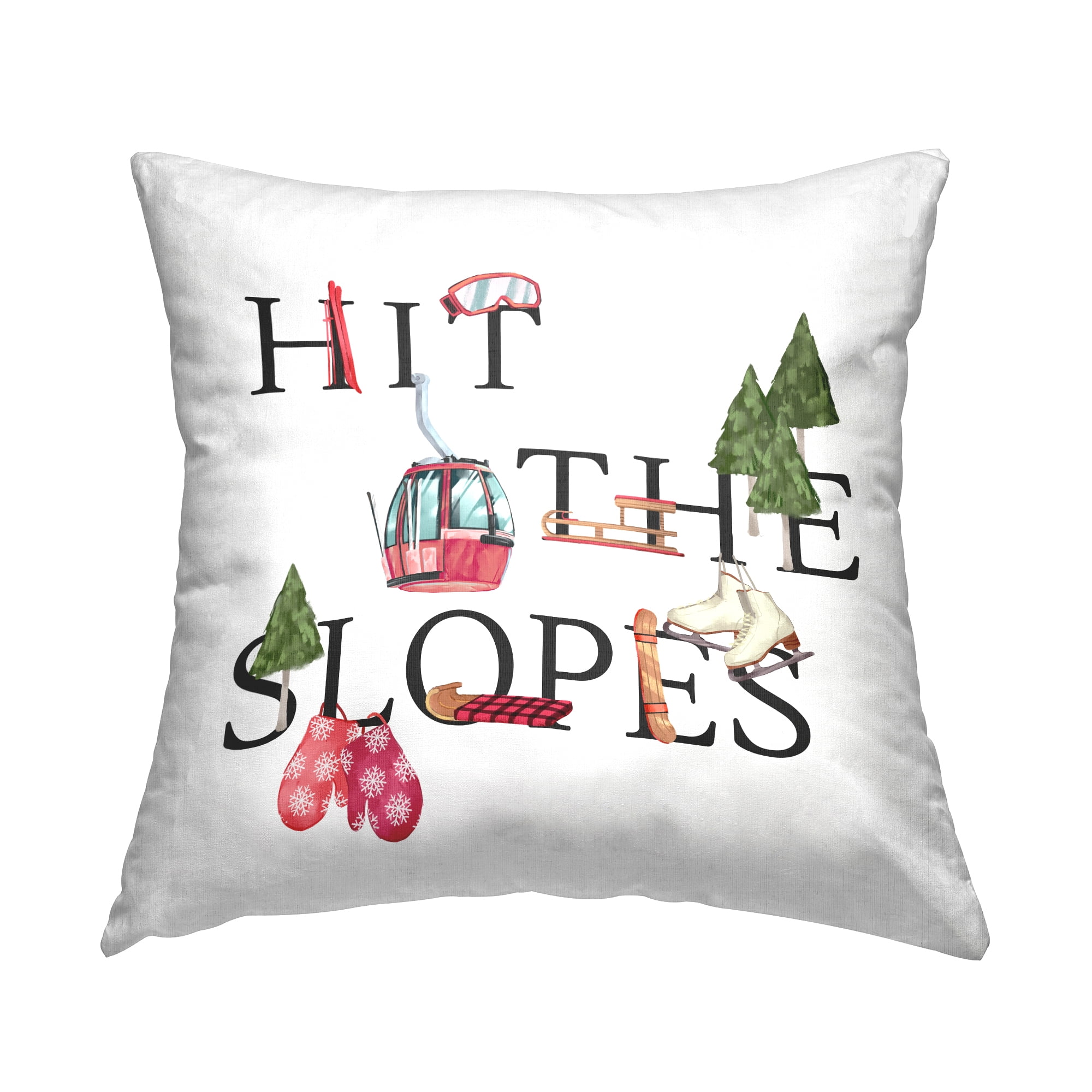 Stupell Industries Hit The Slopes Winter Sports Motivating Phrase Design by Ziwei Li Throw Pillow