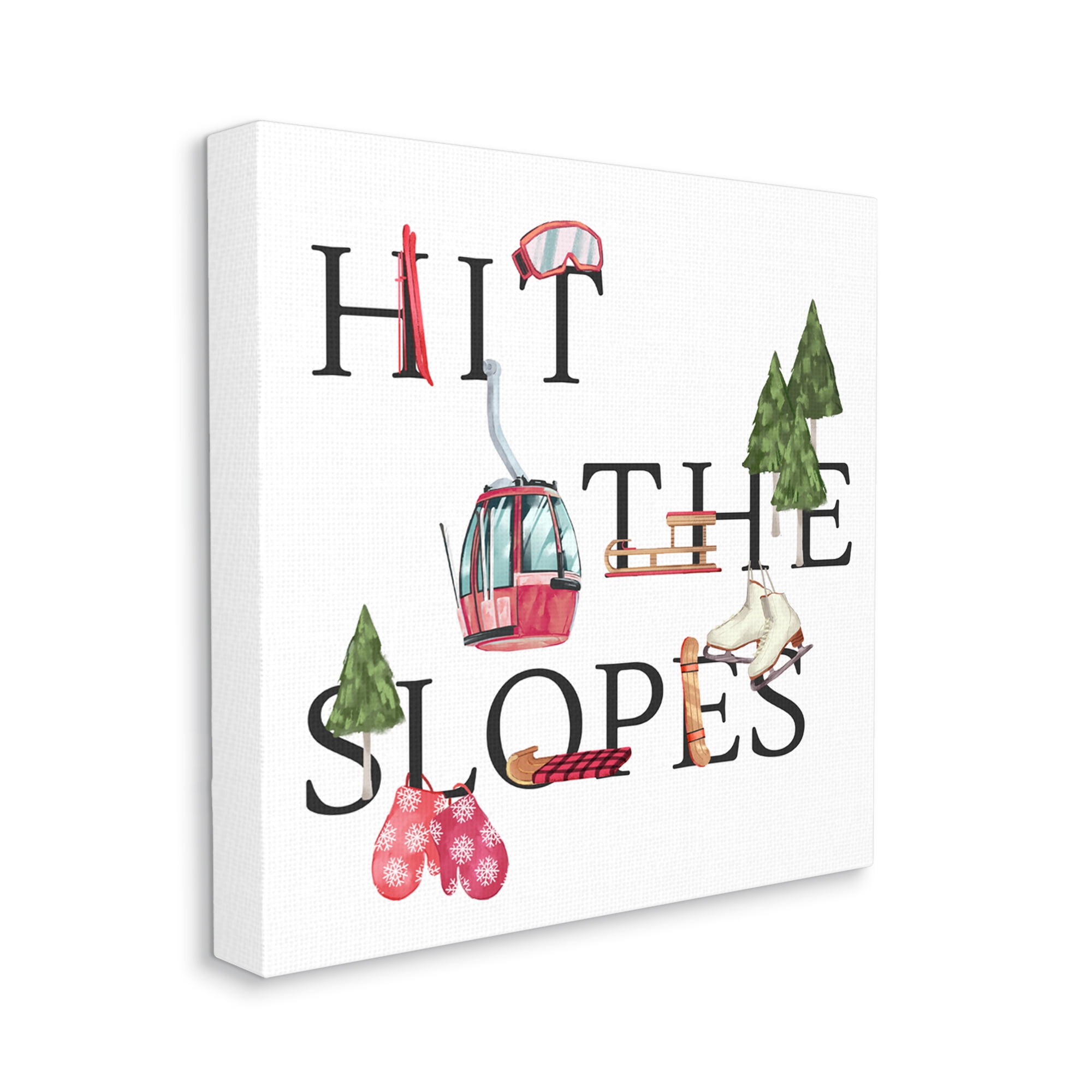Stupell Industries Hit the Slopes Phrase Winter Sports Motivational, 36 x 36, Design by Ziwei Li