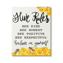 Stupell Industries Hive Rules Bee Phrase Animals & Insects Painting Gallery Wrapped Canvas Print Wall Art, 16 x 20