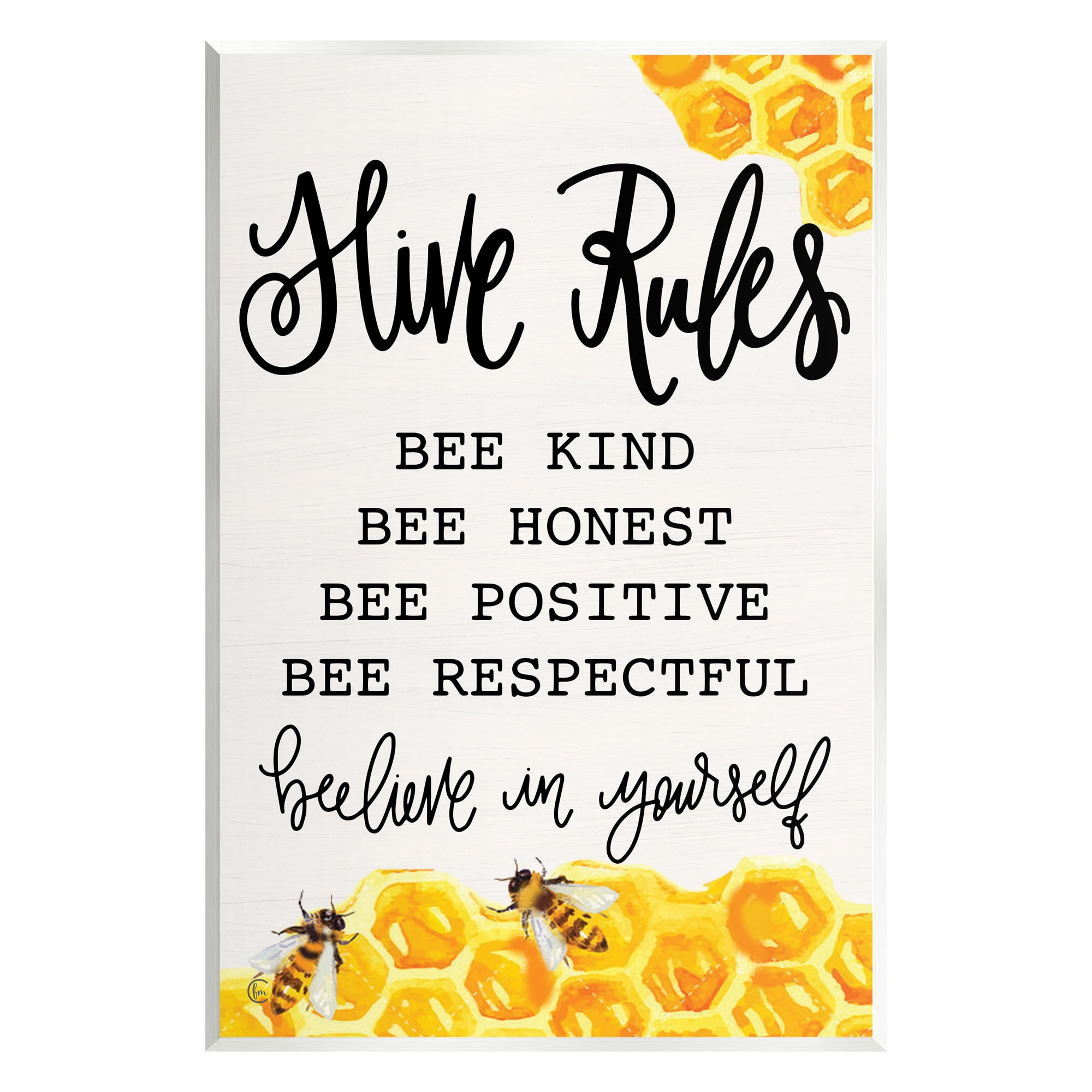 Stupell Industries Hive Rules Bee Phrase Animals & Insects Painting Unframed Art Print Wall Art, 10 x 15