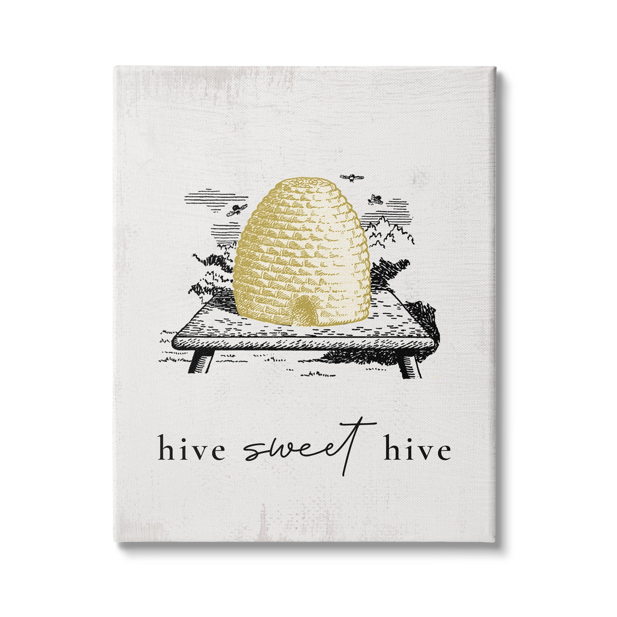 Stupell Industries Hive Sweet Hive Vintage Beehive Illustration Bee Pun, 24 x 30,Design by Daphne Polselli