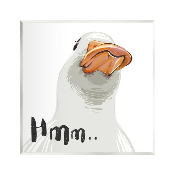 Stupell Industries Hmm.. Funny Duck Thinking Face Animals & Insects Painting Unframed Art Print Wall Art