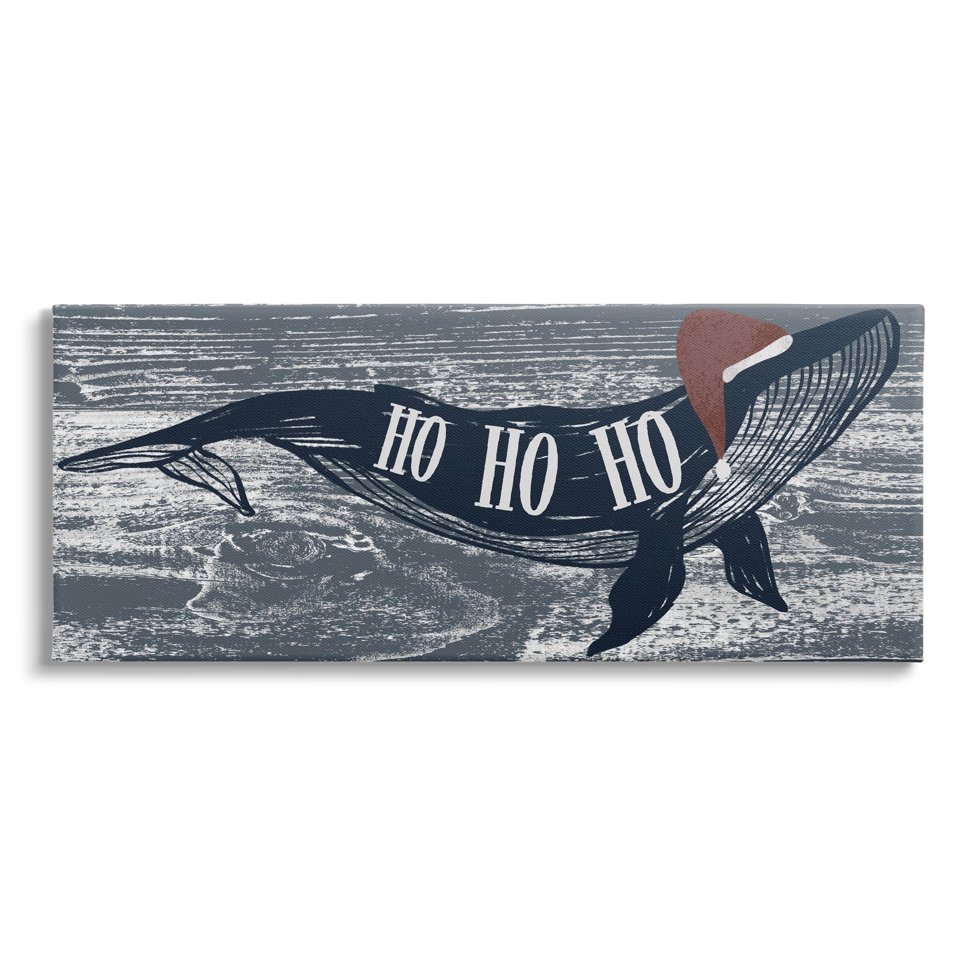 Stupell Industries Ho Ho Ho Christmas Santa Whale Holiday Painting Gallery Wrapped Canvas Print Wall Art
