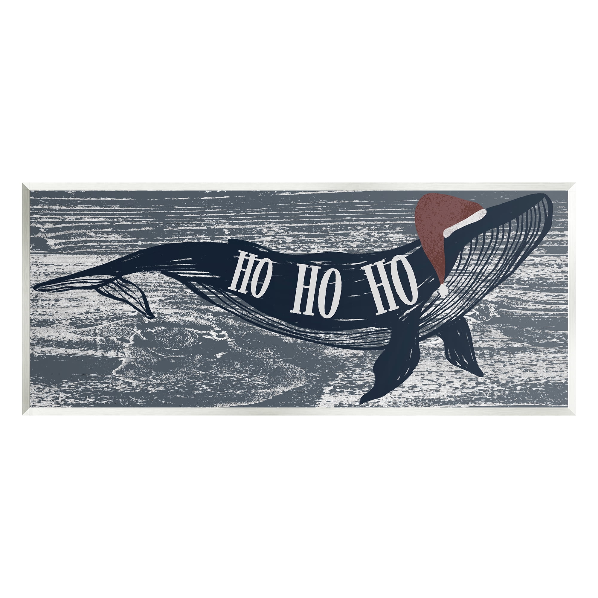Stupell Industries Ho Ho Ho Christmas Santa Whale Holiday Painting Unframed Art Print Wall Art