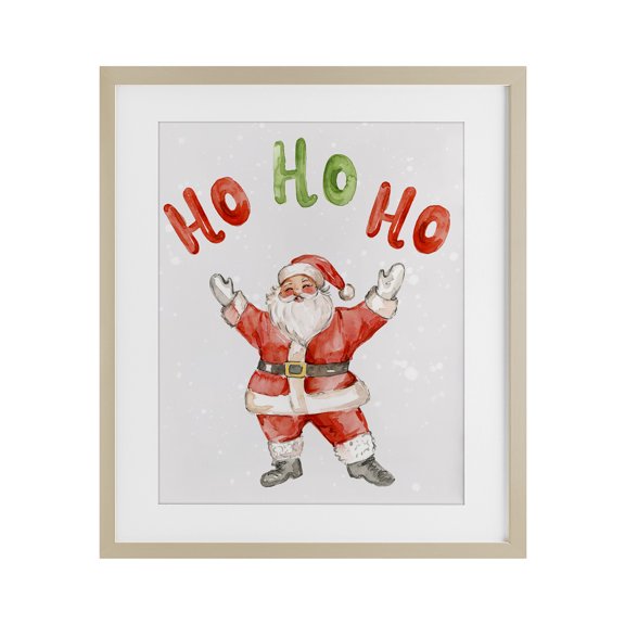 Stupell Industries Ho Ho Ho Jolly Santa Claus Birch Framed Print Under Glass, design by Elena Fay, 16 x 13