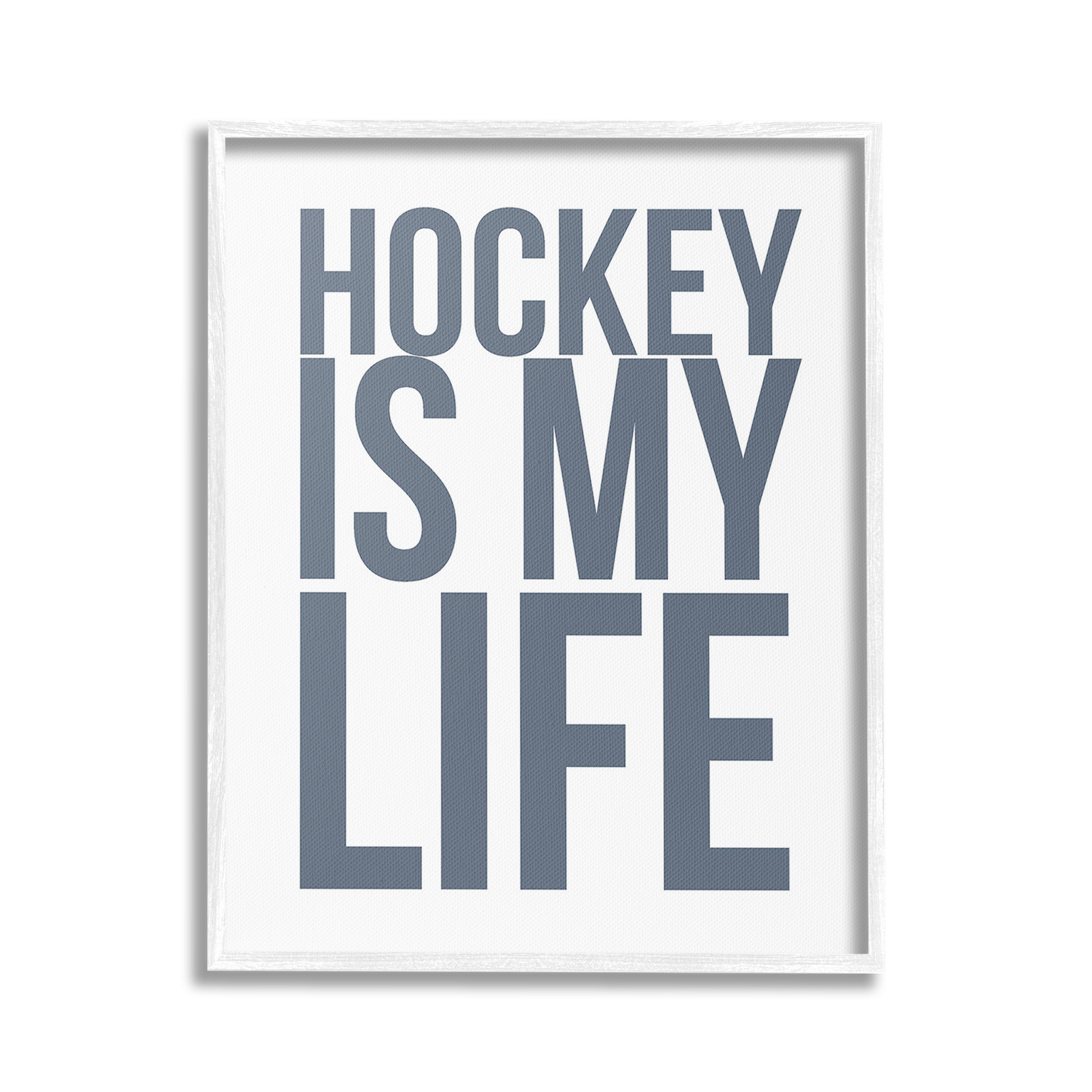 Stupell Industries Hockey Is Life Sports Painting White Framed Art Print Wall Art, 16 x 20