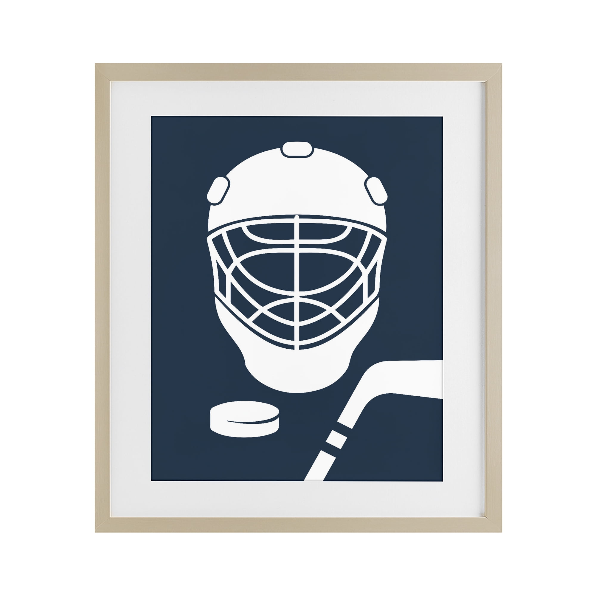 Stupell Industries Hockey Mask Blue & White Birch Framed Print Under Glass, design by Melody Hogan