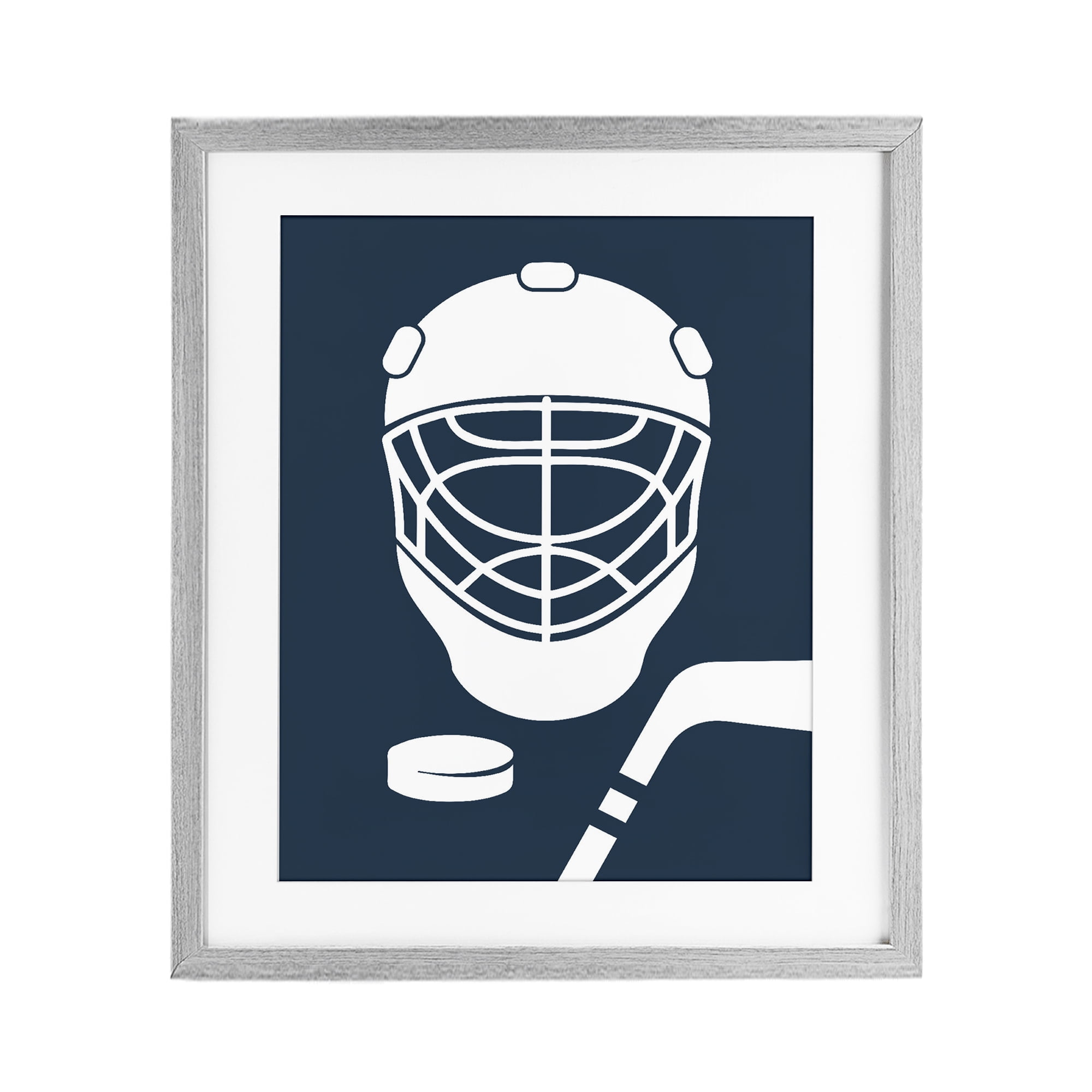 Stupell Industries Hockey Mask Blue & White Gray Framed Print Under Glass, design by Melody Hogan