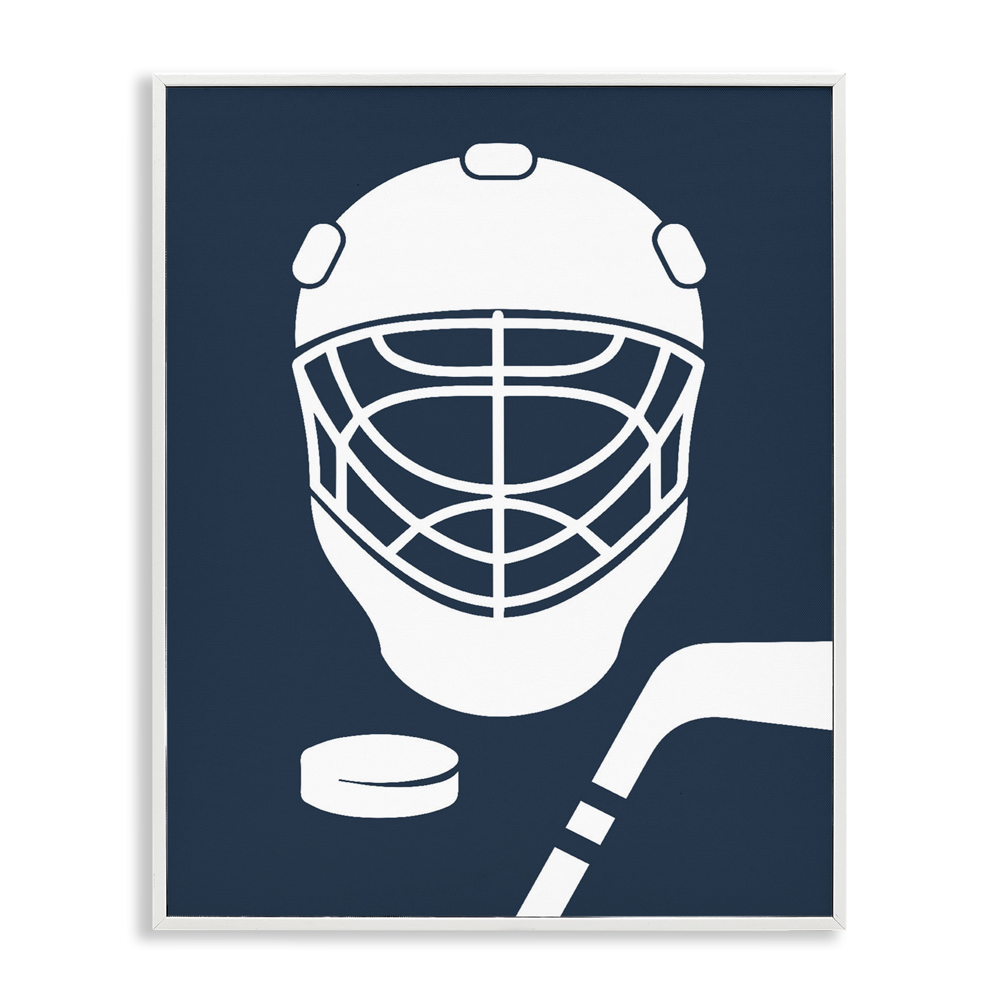 Stupell Industries Hockey Mask Blue & White White Framed Giclee Art, design by Melody Hogan