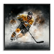 Stupell Industries Hockey Player Athlete People Painting Black Framed Art Print Wall Art, 12 x 12