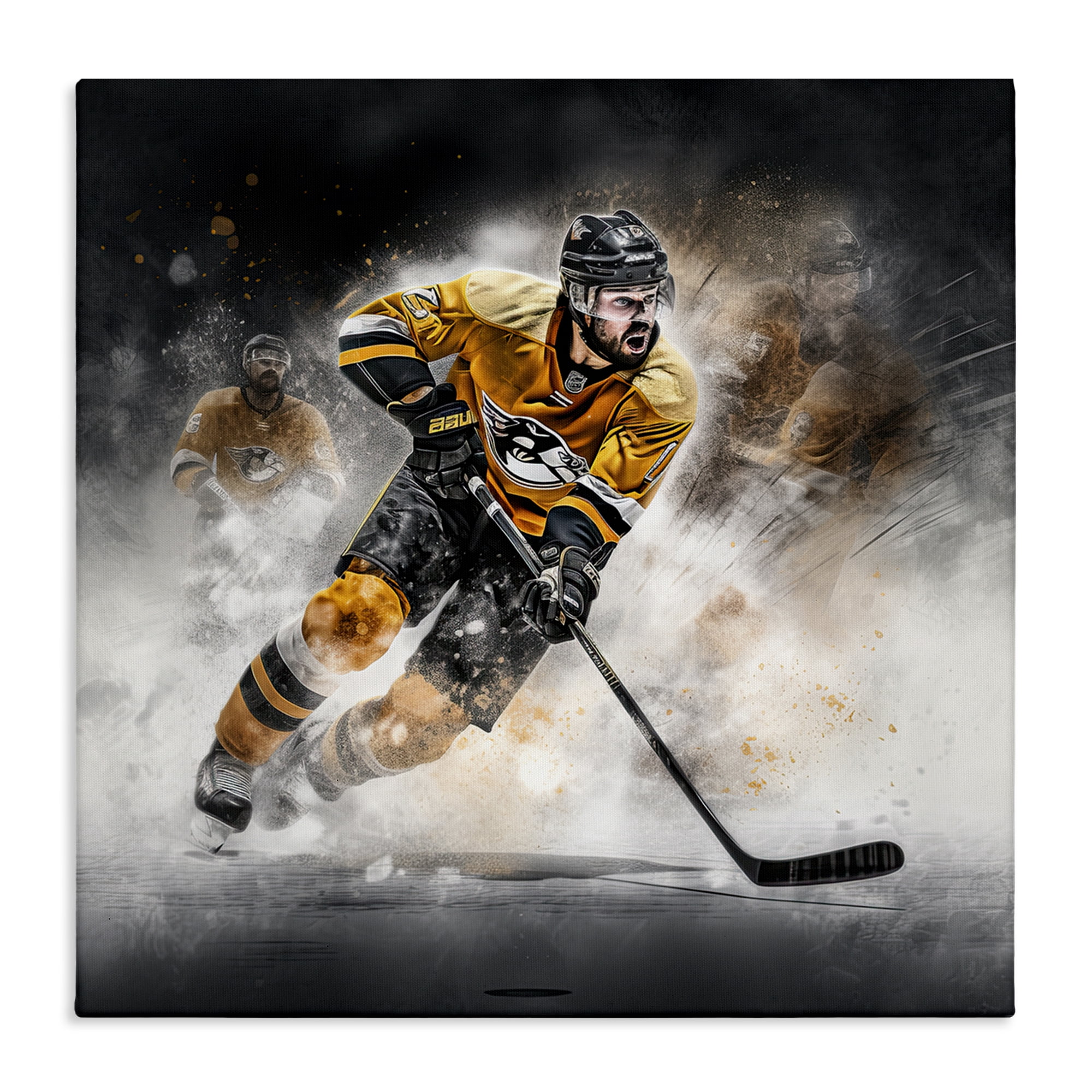 Stupell Industries Hockey Player Athlete People Painting Wrapped Canvas Art Print Wall Art, 36 x 36