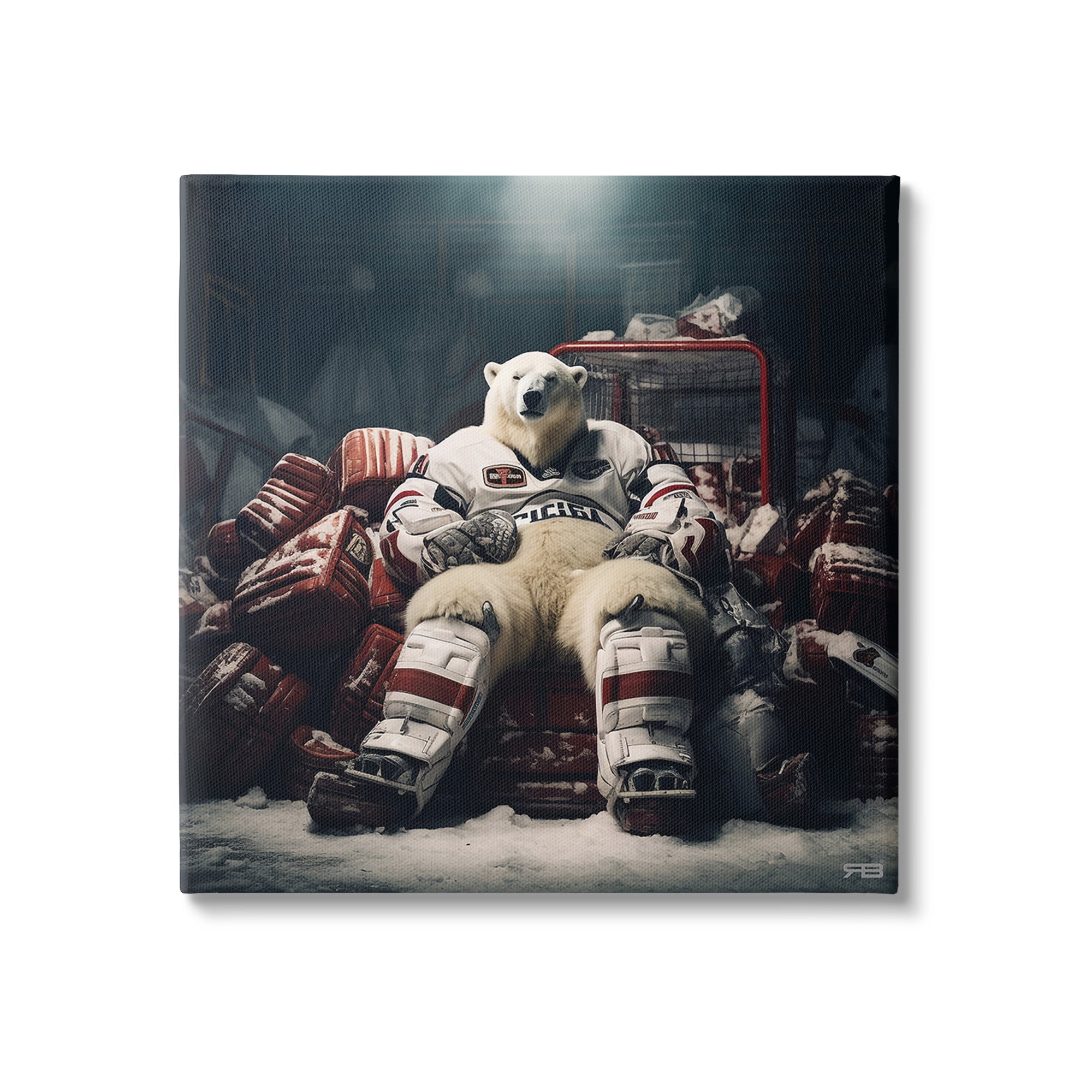 Stupell Industries Hockey Player Polar Bear Animals & Insects Painting Gallery Wrapped Canvas Art Print Wall Art, 24 x 24