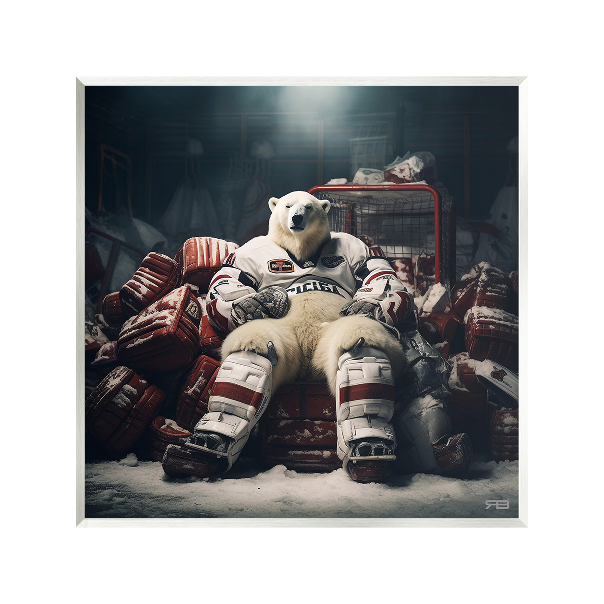 Stupell Industries Hockey Player Polar Bear Animals & Insects Painting Unframed Art Print Wall Art, 12 x 12