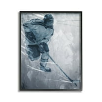 Stupell Industries Hockey Player on Ice Sports Painting Black Framed Art Print Wall Art, 11 x 14