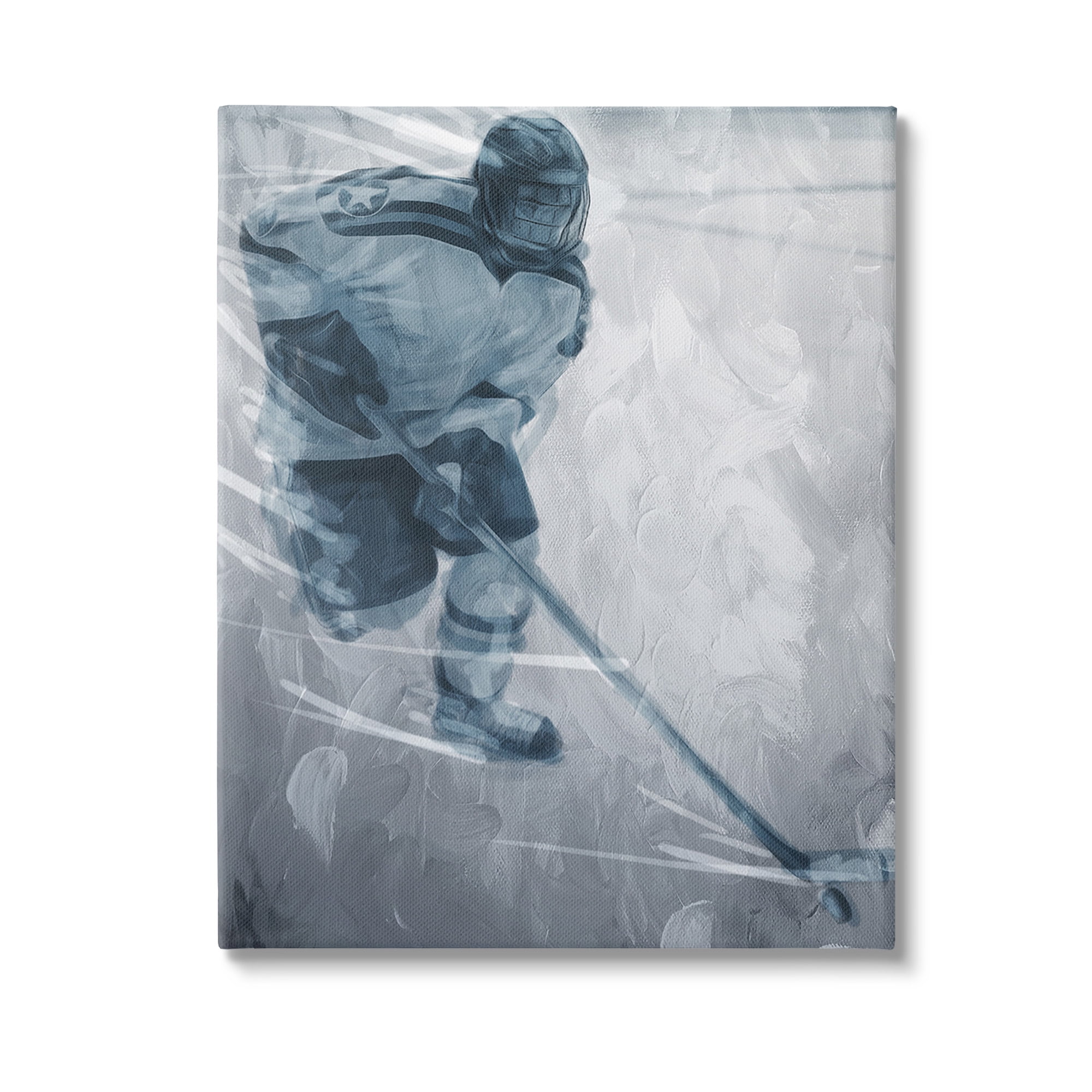 Stupell Industries Hockey Player on Ice Sports Painting Gallery Wrapped Canvas Art Print Wall Art, 24 x 30