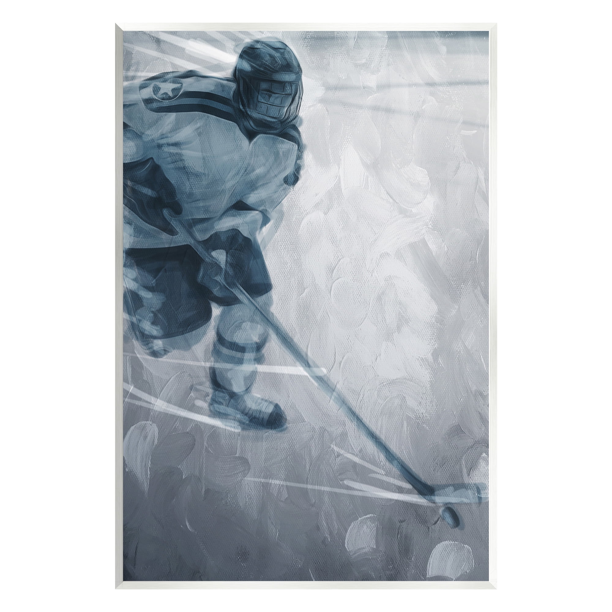 Stupell Industries Hockey Player on Ice Sports Painting Unframed Art Print Wall Art, 13 x 19