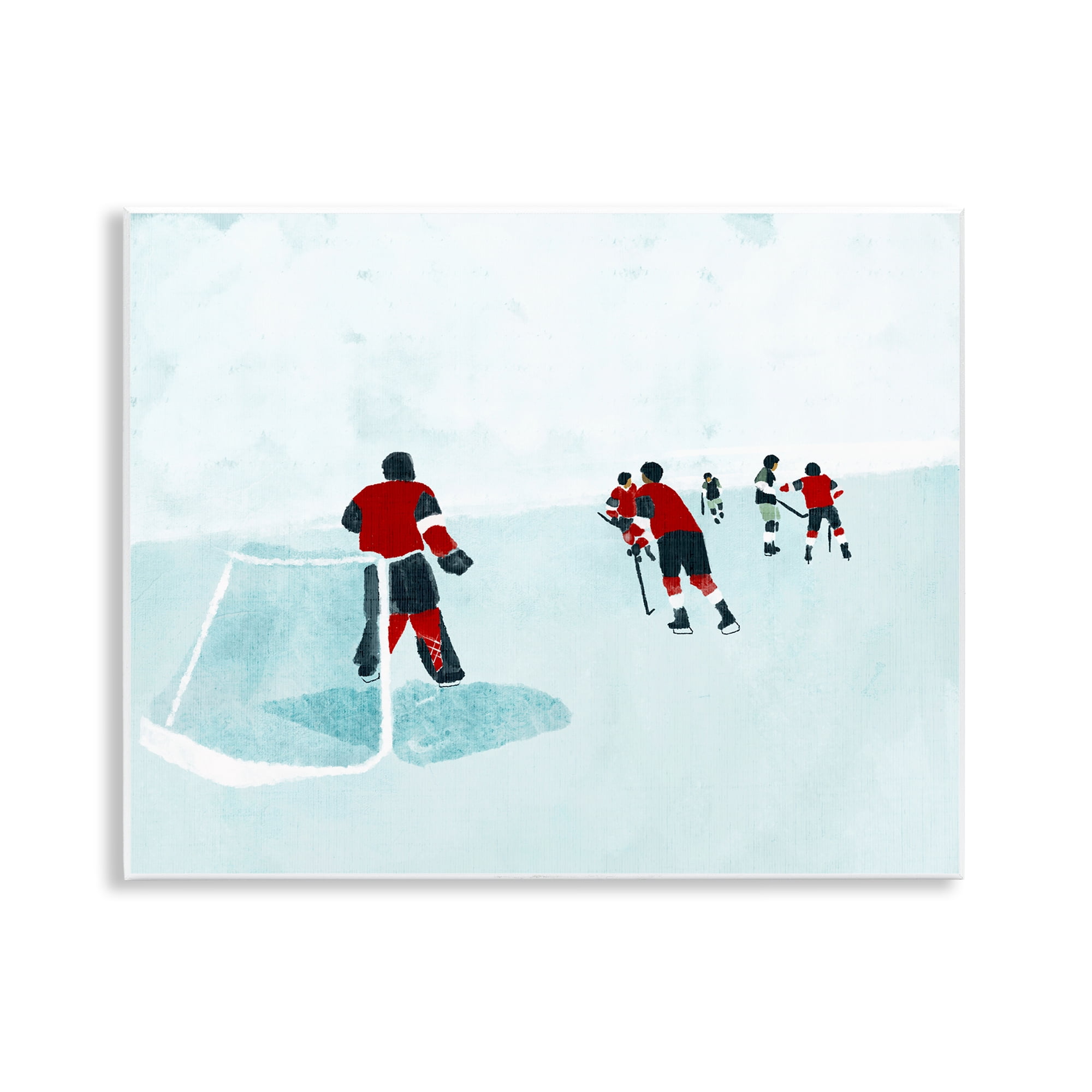 Stupell Industries Hockey Players on Ice Sports Painting Unframed Art Print Wall Art, 14 x 11