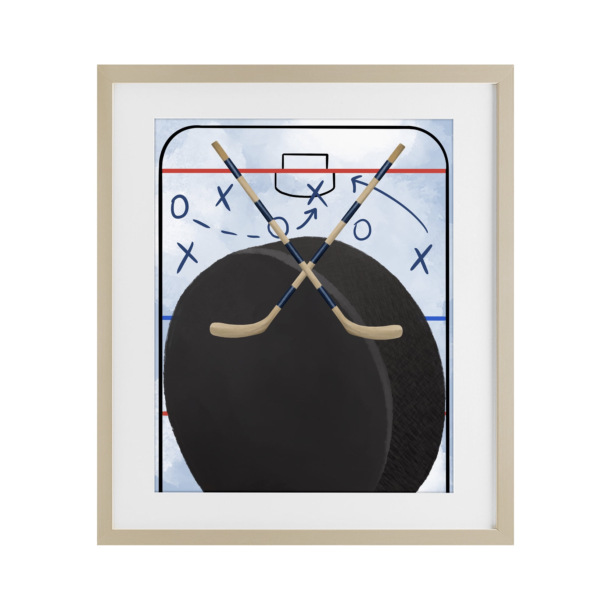 Stupell Industries Hockey Rink Tactics Birch Framed Print Under Glass, design by Jennifer Stith