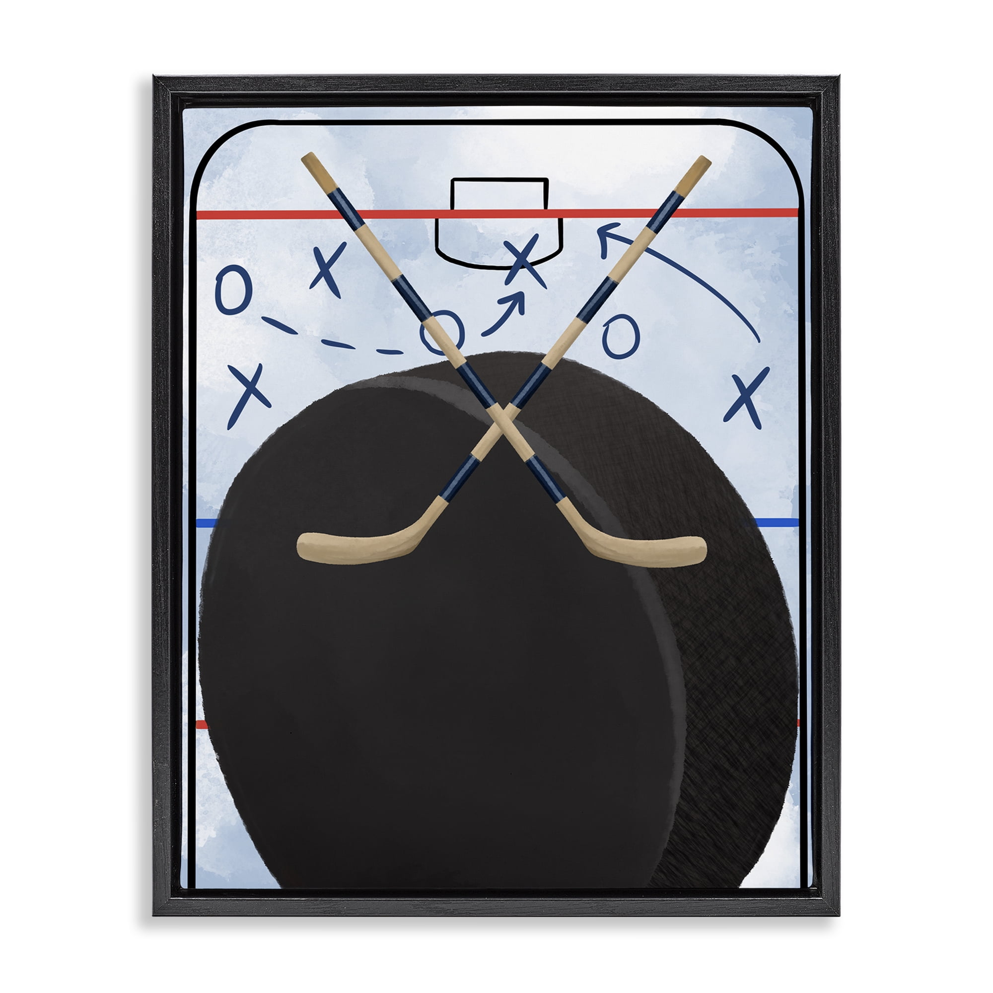 Stupell Industries Hockey Rink Tactics Black Framed Floater Canvas Wall Art, design by Jennifer Stith