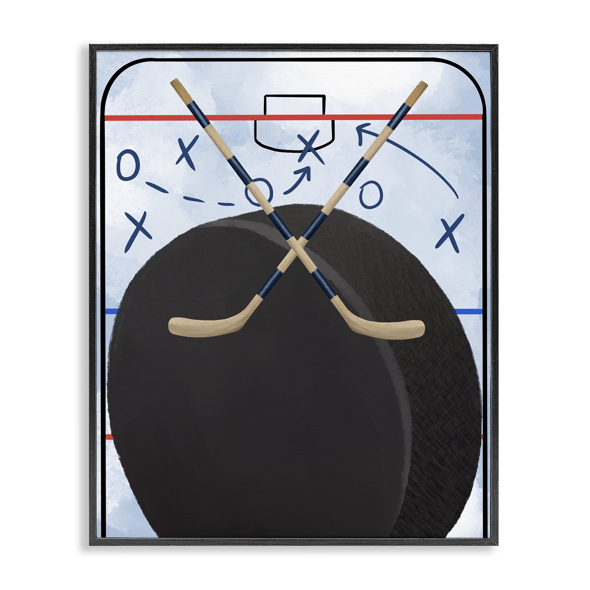 Stupell Industries Hockey Rink Tactics Black Framed Giclee Art, design by Jennifer Stith