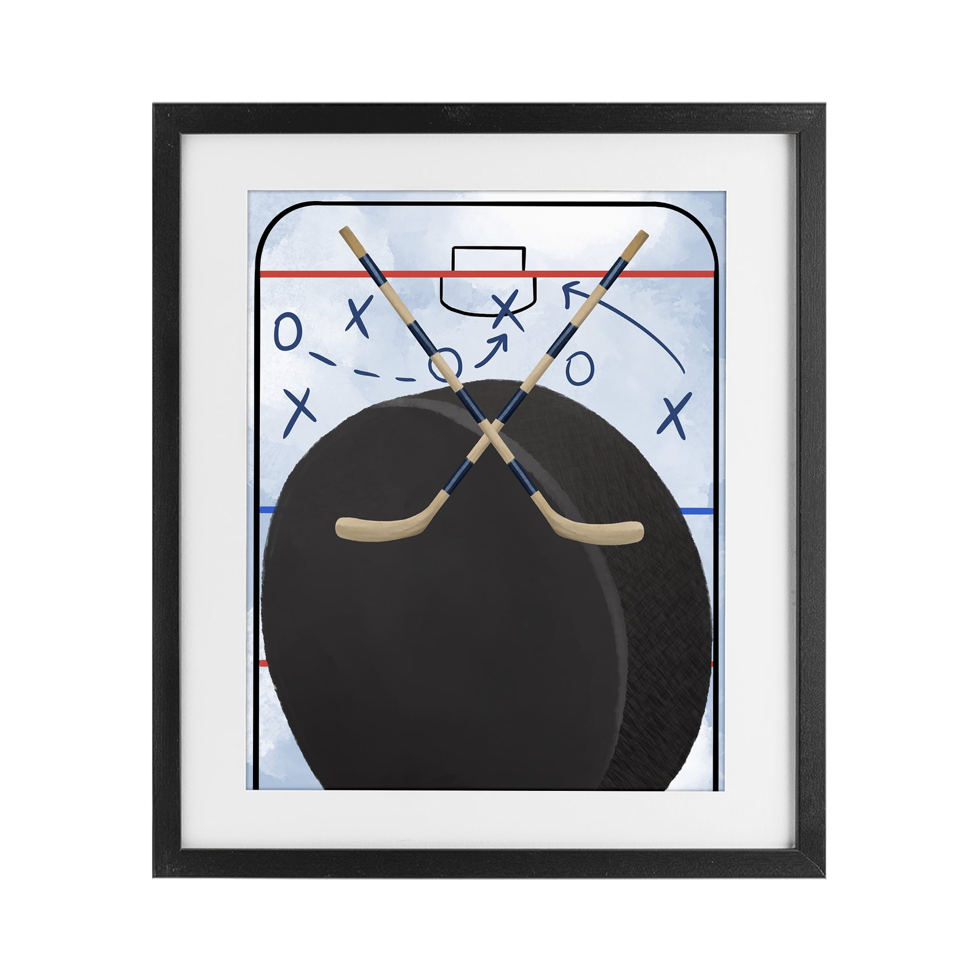 Stupell Industries Hockey Rink Tactics Black Framed Print Under Glass, design by Jennifer Stith