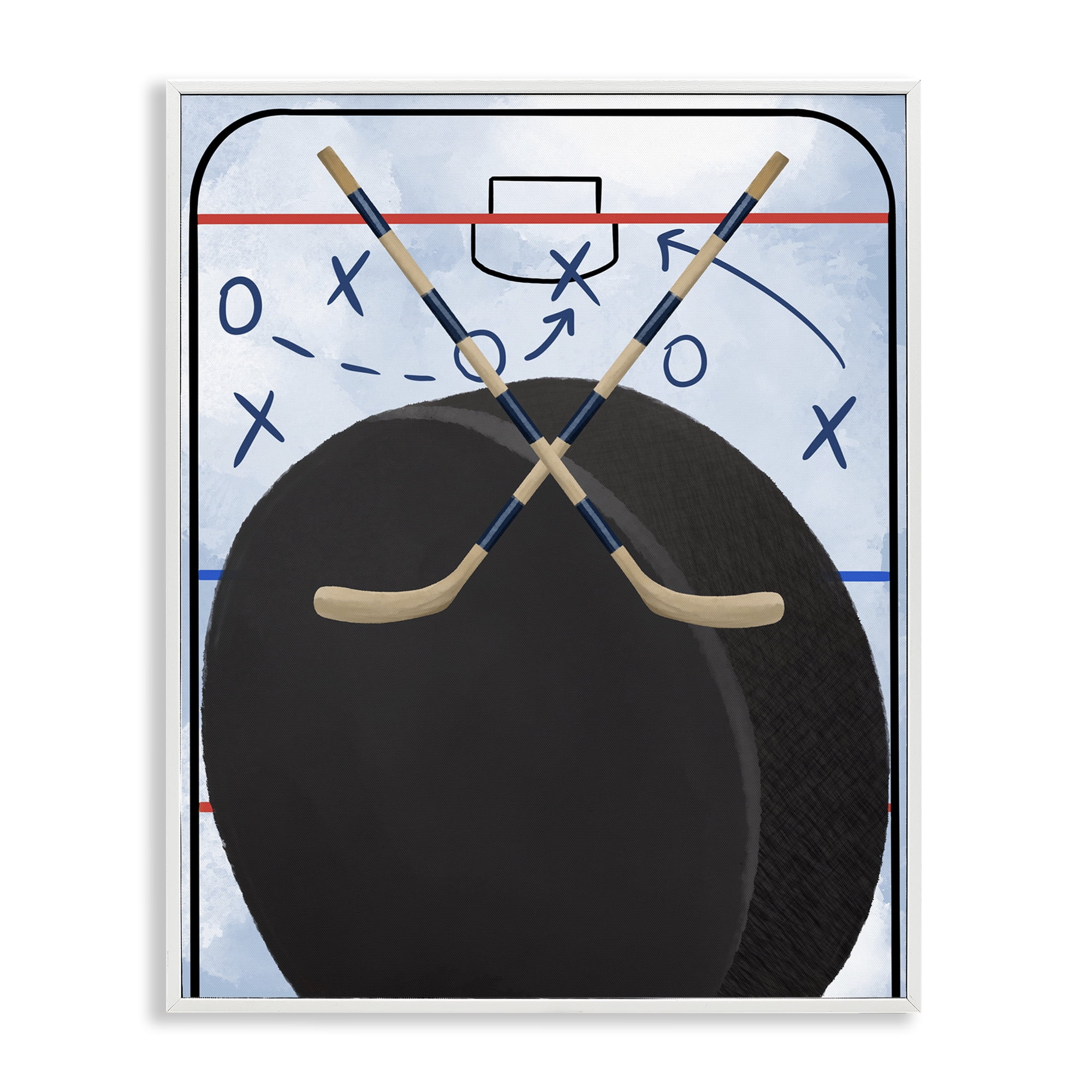 Stupell Industries Hockey Rink Tactics White Framed Giclee Art, design by Jennifer Stith