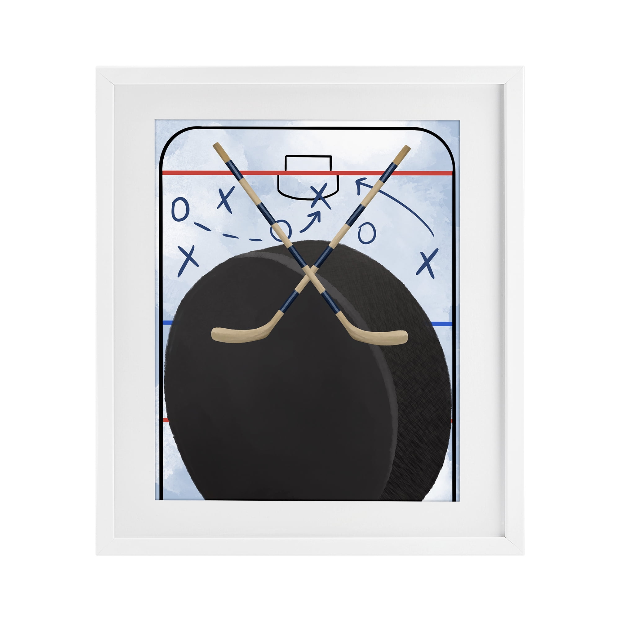 Stupell Industries Hockey Rink Tactics White Framed Print Under Glass, design by Jennifer Stith