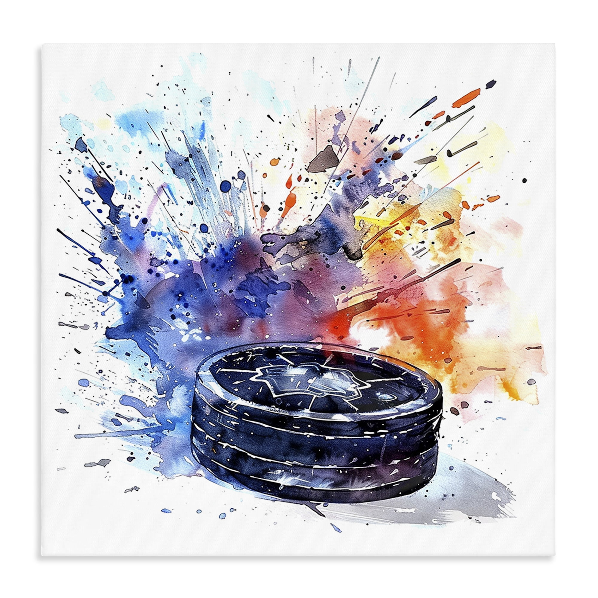 Stupell Industries Hockey Splash Watercolor Burst Canvas Wall Art, design by LSR Design Studio