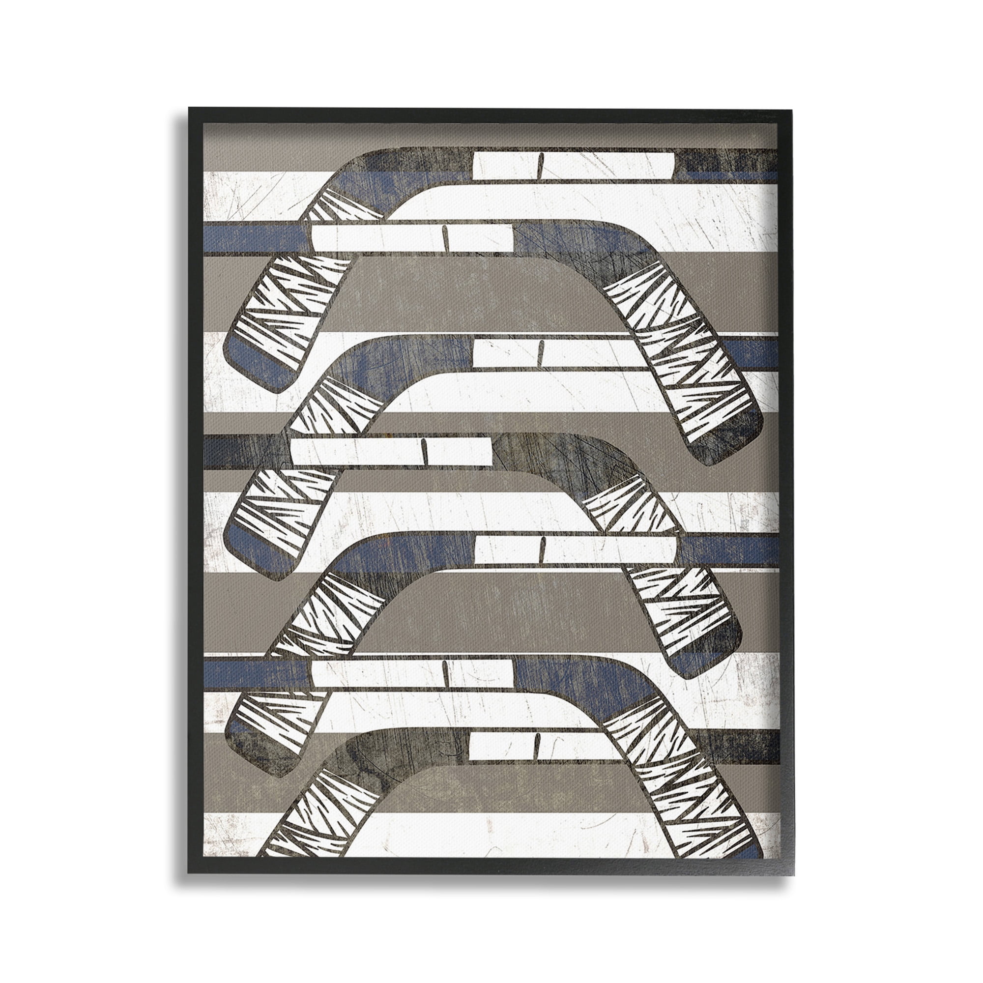 Stupell Industries Hockey Sticks Pattern Sports Painting Black Framed Art Print Wall Art, 24 x 30