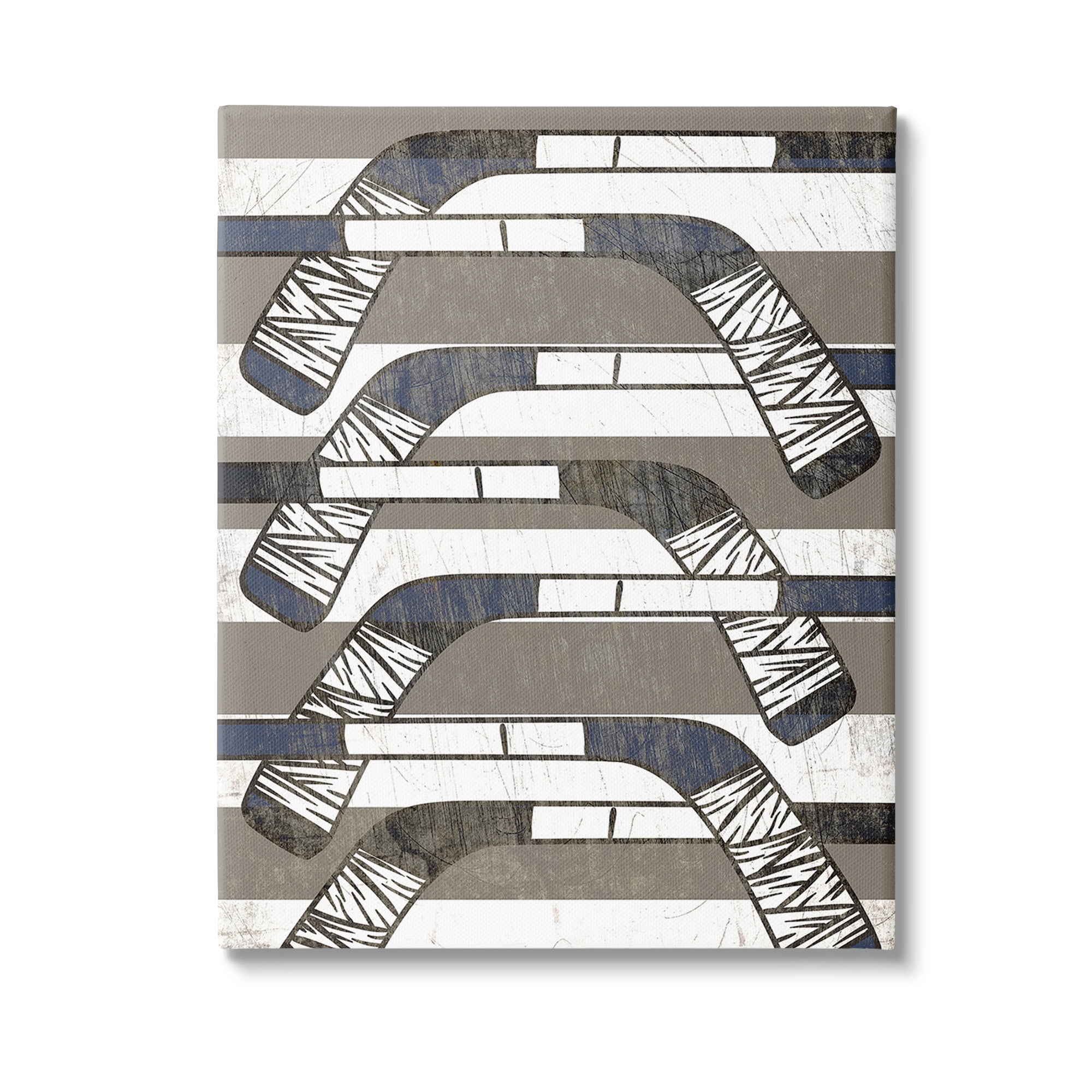 Stupell Industries Hockey Sticks Pattern Sports Painting Gallery Wrapped Canvas Art Print Wall Art, 24 x 30