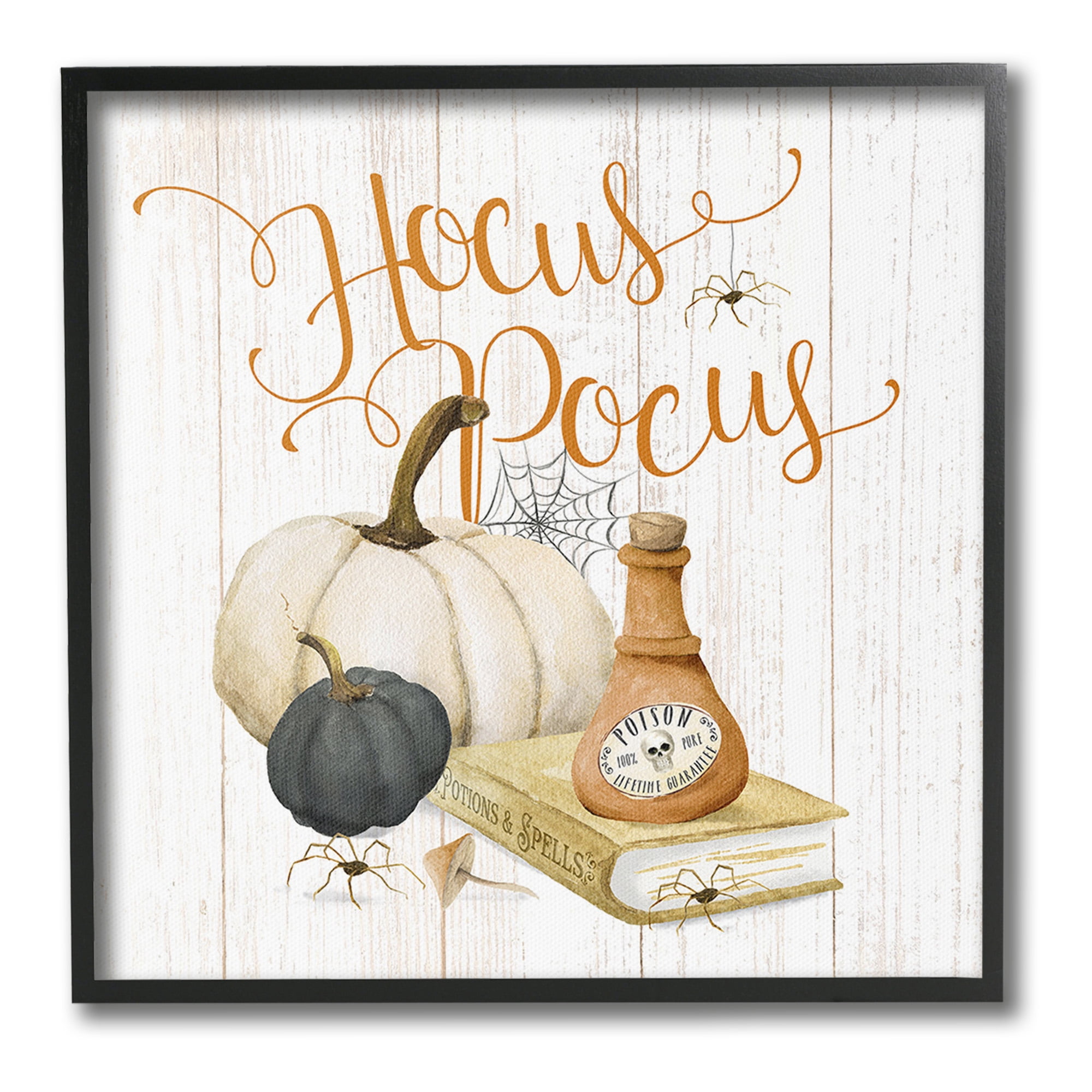 Stupell Industries Hocus Pocus Halloween Phrase Holiday Painting Black Framed Art Print Wall Art, 17 x 17
