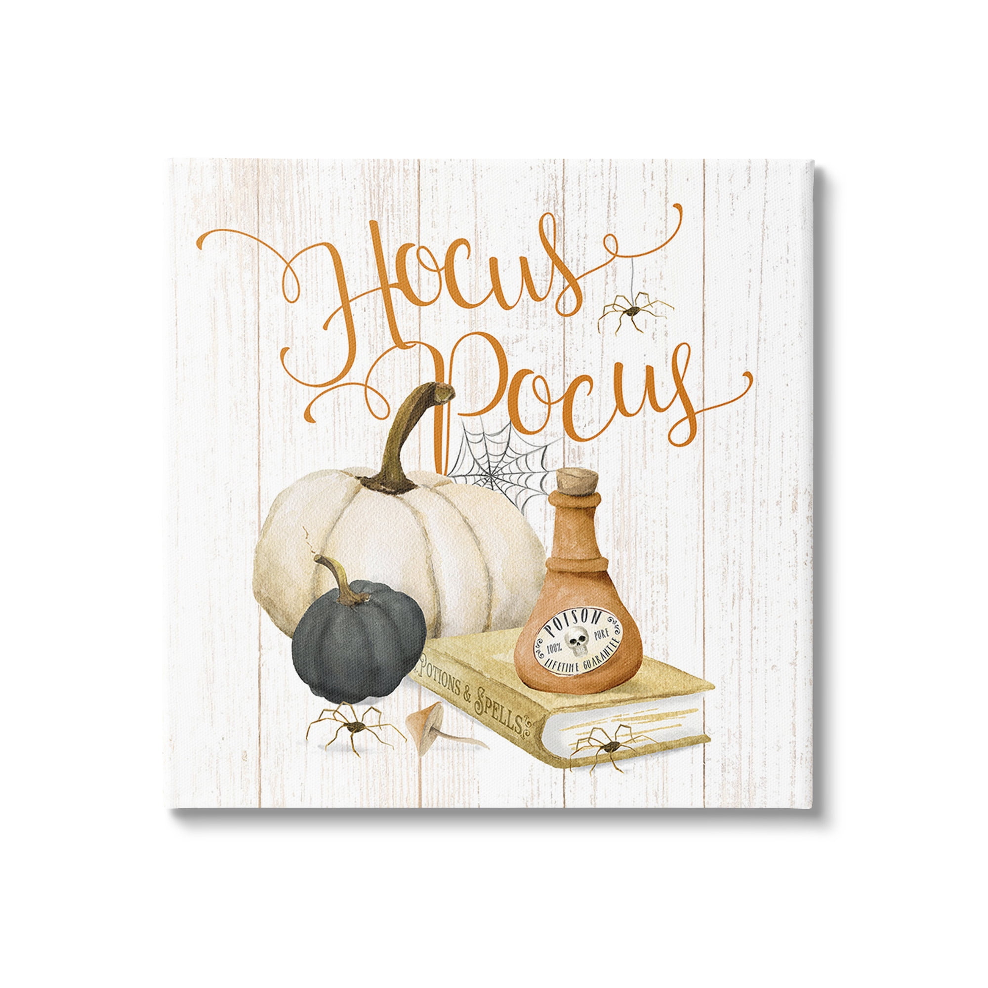 Stupell Industries Hocus Pocus Halloween Phrase Holiday Painting Gallery Wrapped Canvas Art Print Wall Art, 24 x 24