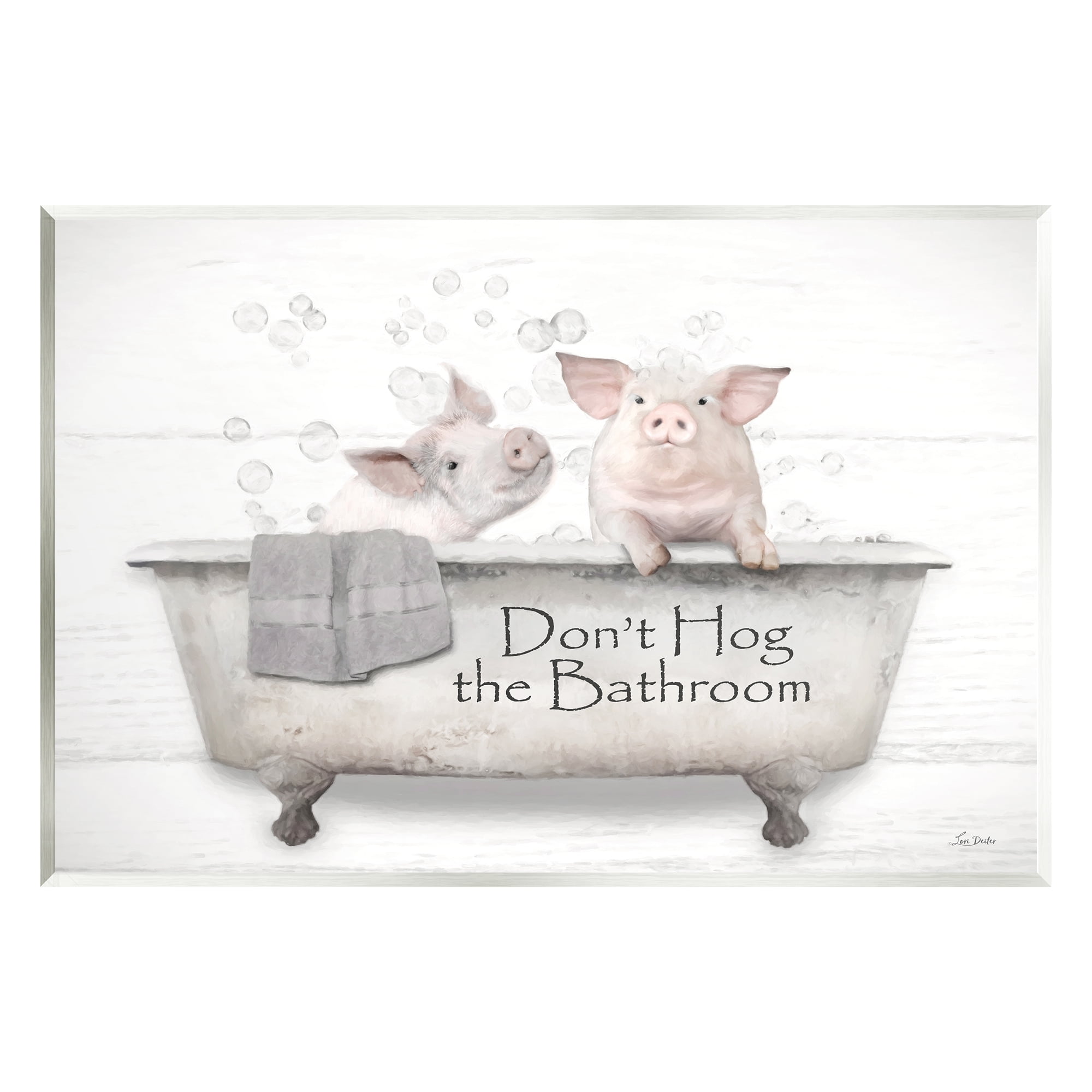 Stupell Industries Hog Bathroom Pigs Animals & Insects Painting Unframed Art Print Wall Art, 19 x 13