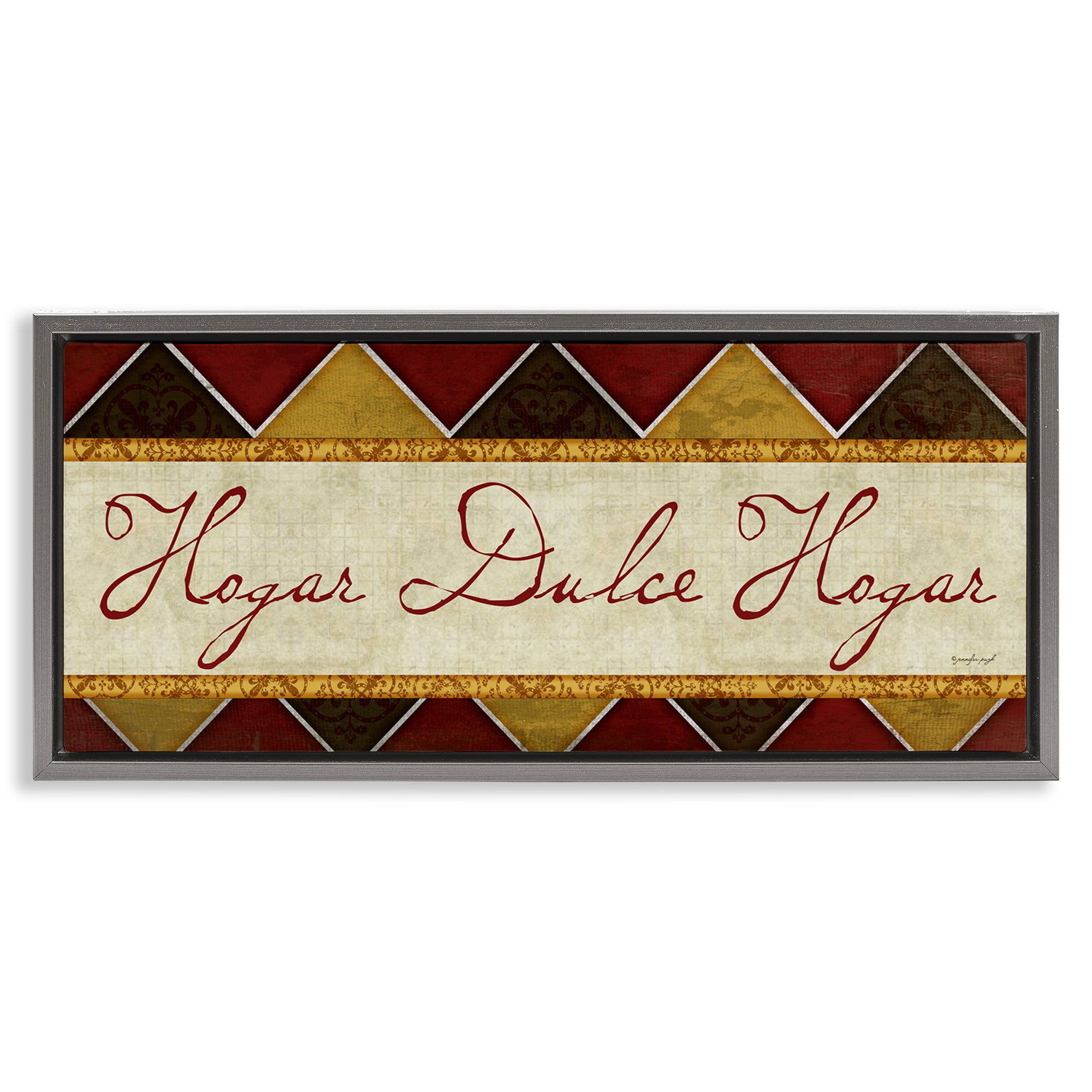 Stupell Industries Hogar Dulce Hogar Patrón Tradicional Signs and Rules Painting Gray Floater Framed Art Print Wall Art, 31 x 14