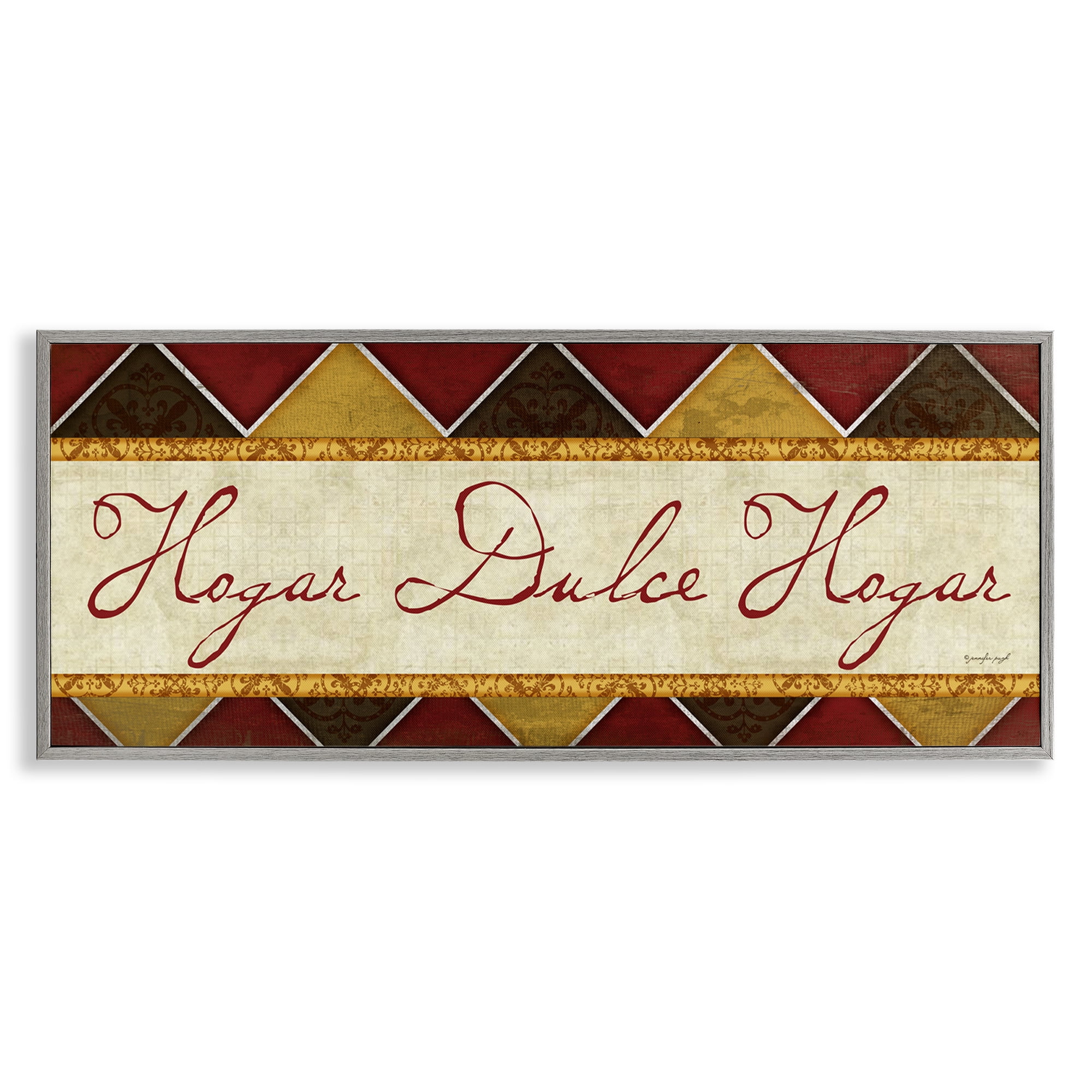 Stupell Industries Hogar Dulce Hogar Patrón Tradicional Signs and Rules Painting Gray Framed Art Print Wall Art, 30 x 13