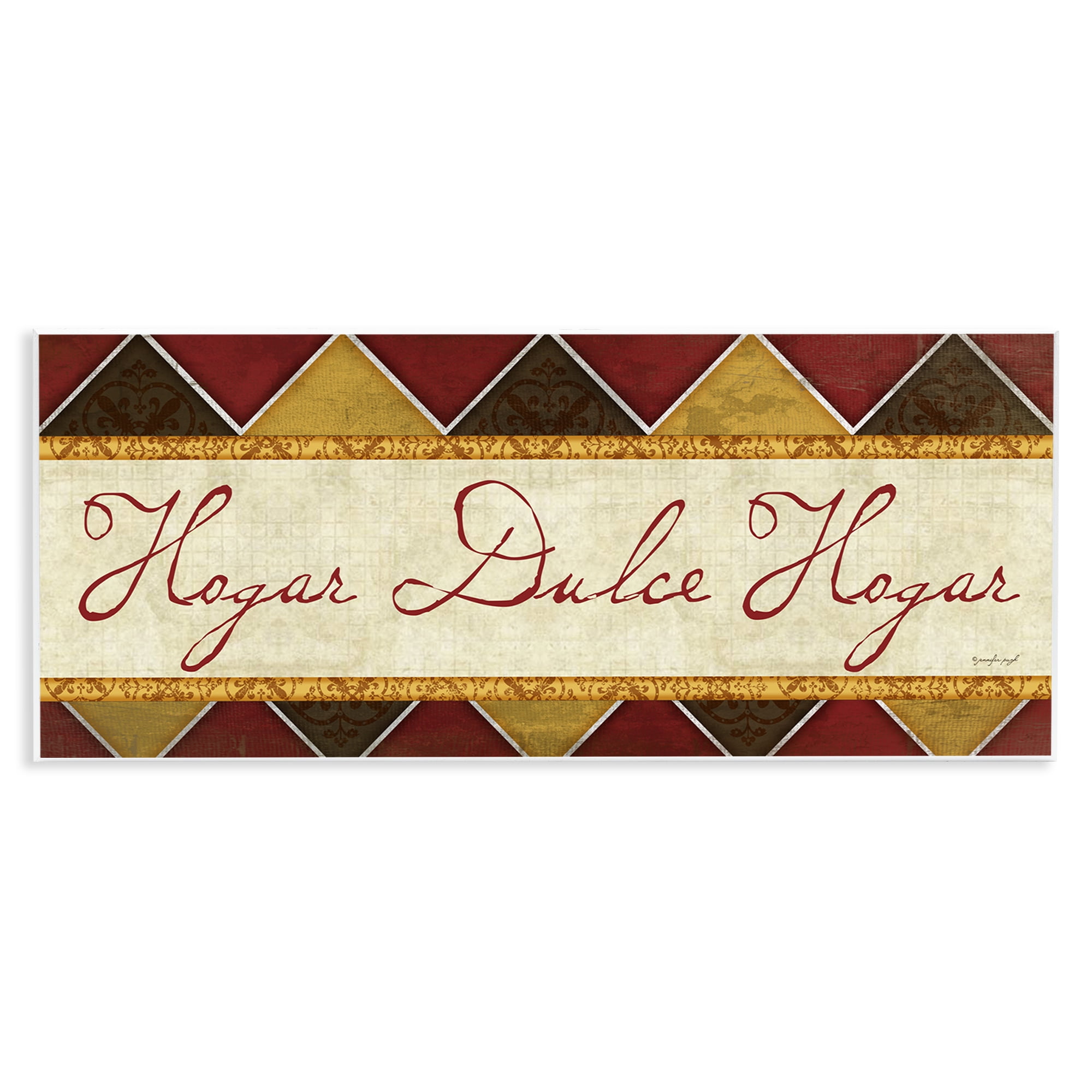 Stupell Industries Hogar Dulce Hogar Patrón Tradicional Signs and Rules Painting Unframed Art Print Wall Art, 17 x 7