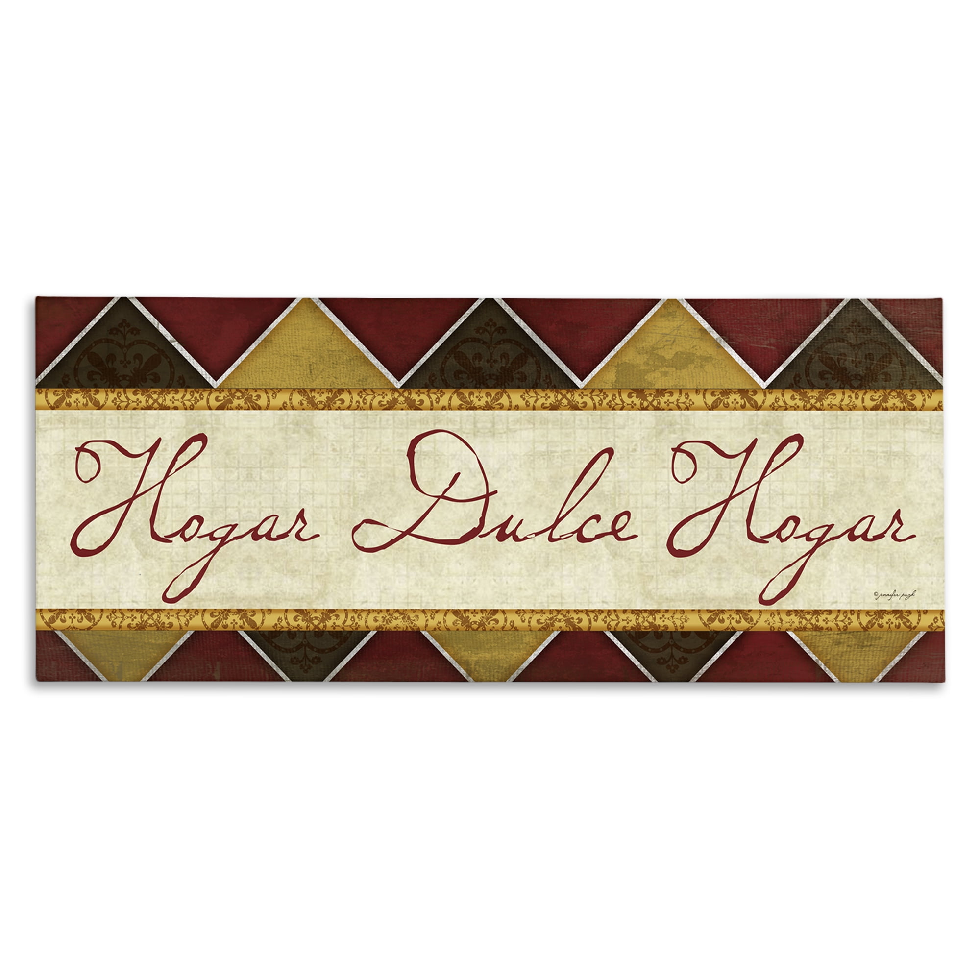 Stupell Industries Hogar Dulce Hogar Patrón Tradicional Signs and Rules Painting Wrapped Canvas Art Print Wall Art, 24 x 10