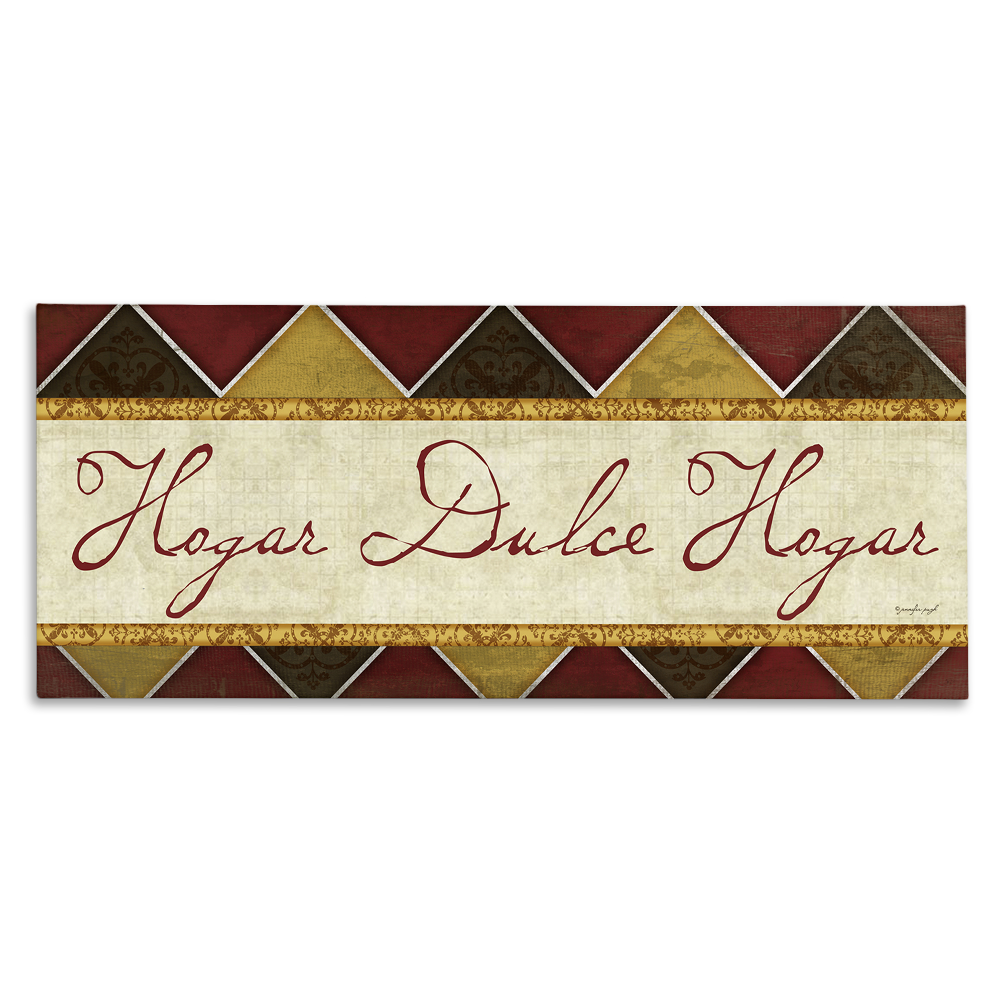 Stupell Industries Hogar Dulce Hogar Patrón Tradicional Signs and Rules Painting Wrapped Canvas Art Print Wall Art, 40 x 17