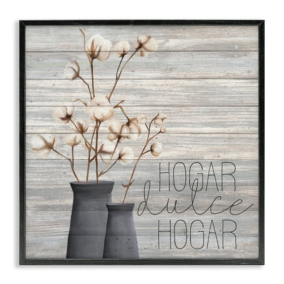 Stupell Industries Hogar Dulce Hogar con Algodón Inspirational Quotes & Sayings Painting Black Framed Art Print Wall Art, 12 x 12