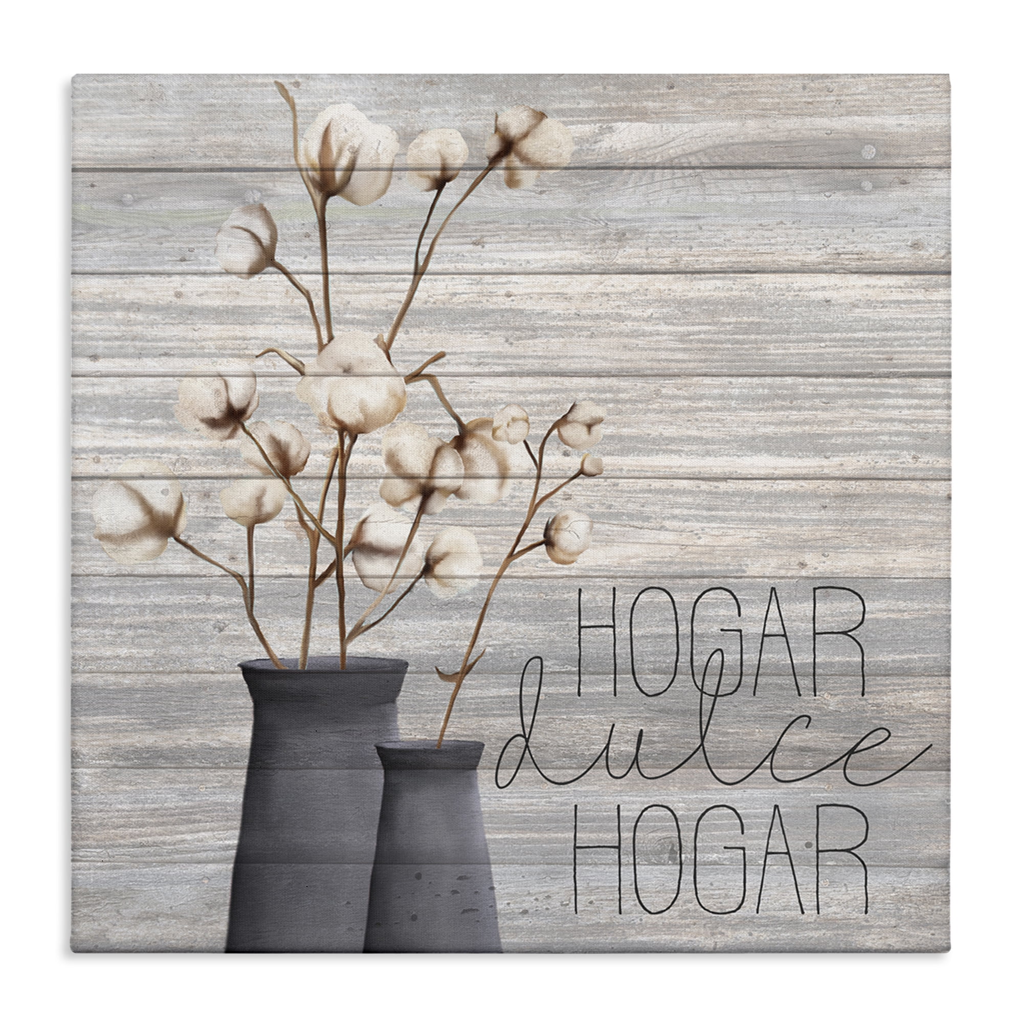 Stupell Industries Hogar Dulce Hogar con Algodón Inspirational Quotes & Sayings Painting Wrapped Canvas Art Print Wall Art, 30 x 30