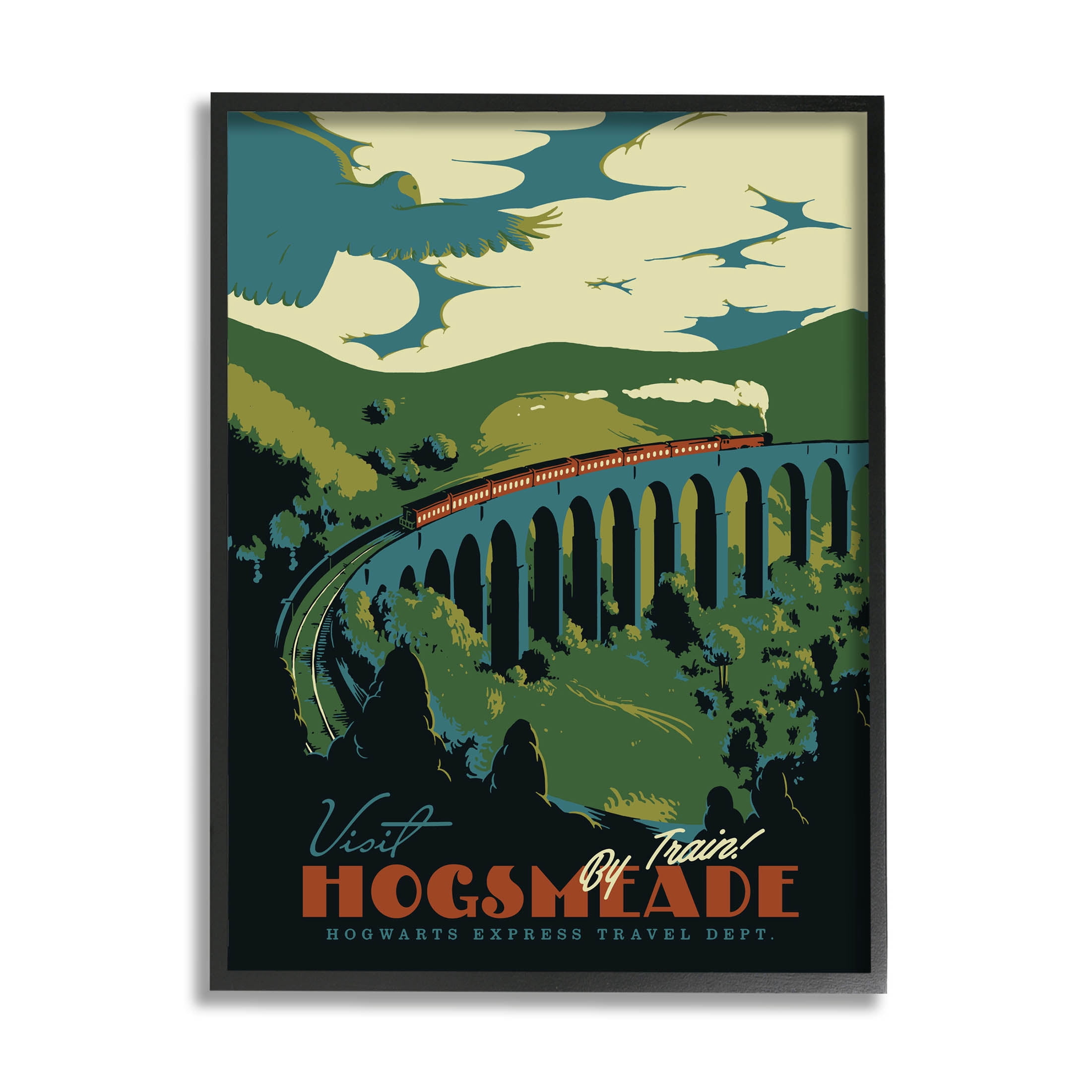 Stupell Industries Hogsmeade By Train Fantasy Literature Graphic Art Black Framed Art Print Wall Art, Design by Matheus Lopes Castro