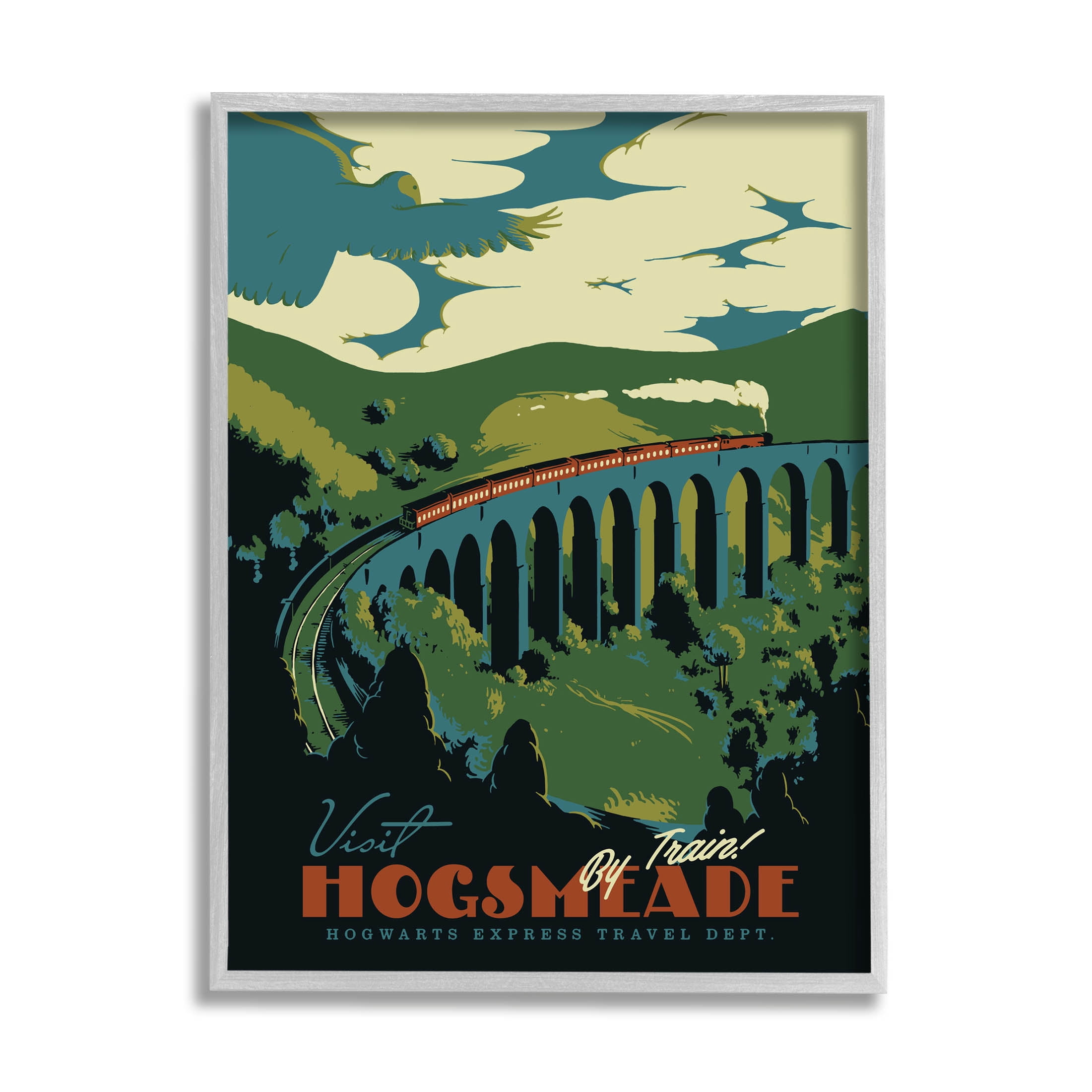 Stupell Industries Hogsmeade By Train Fantasy Literature Graphic Art Gray Framed Art Print Wall Art, Design by Matheus Lopes Castro
