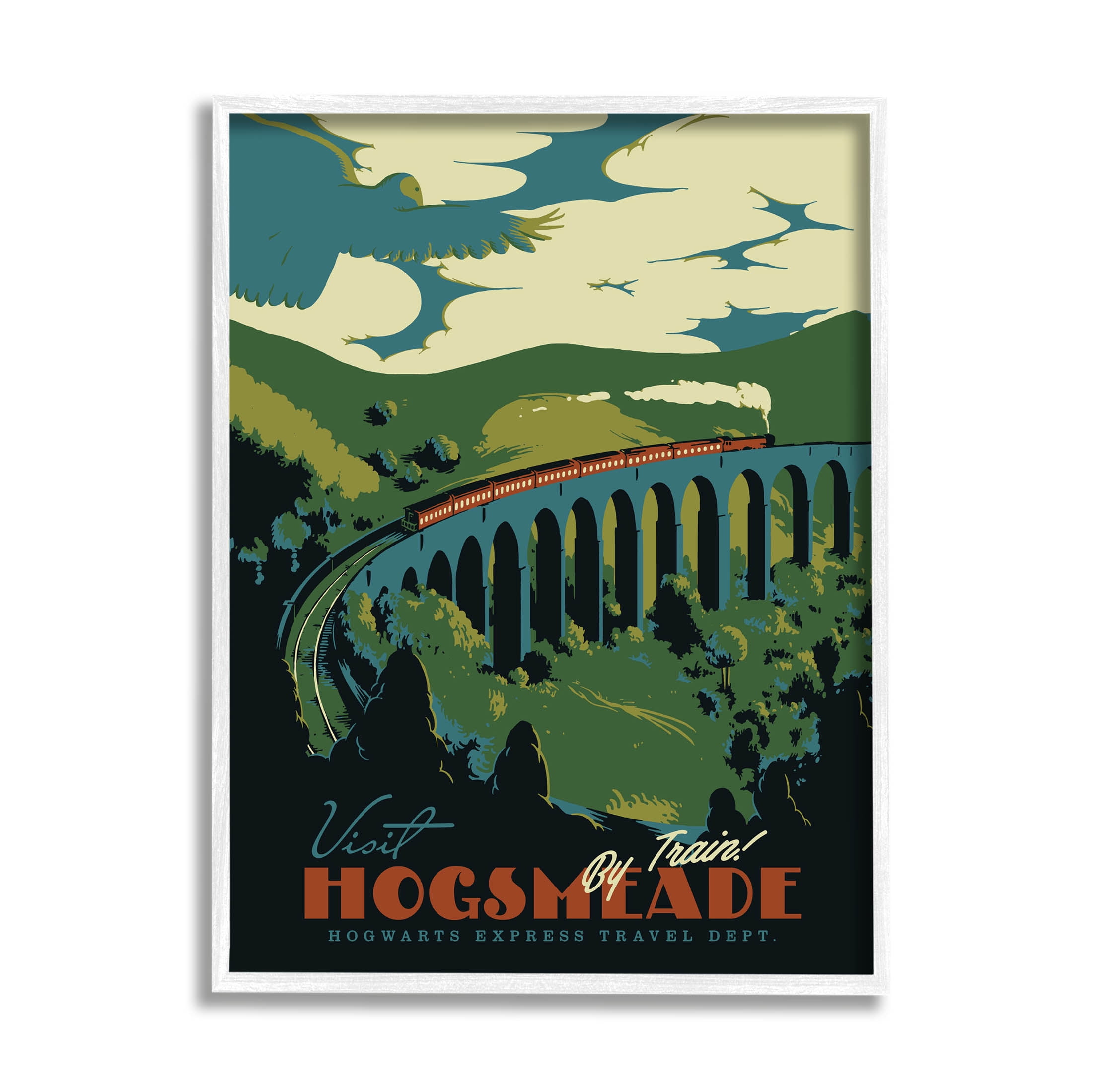 Stupell Industries Hogsmeade By Train Fantasy Literature Graphic Art White Framed Art Print Wall Art, Design by Matheus Lopes Castro